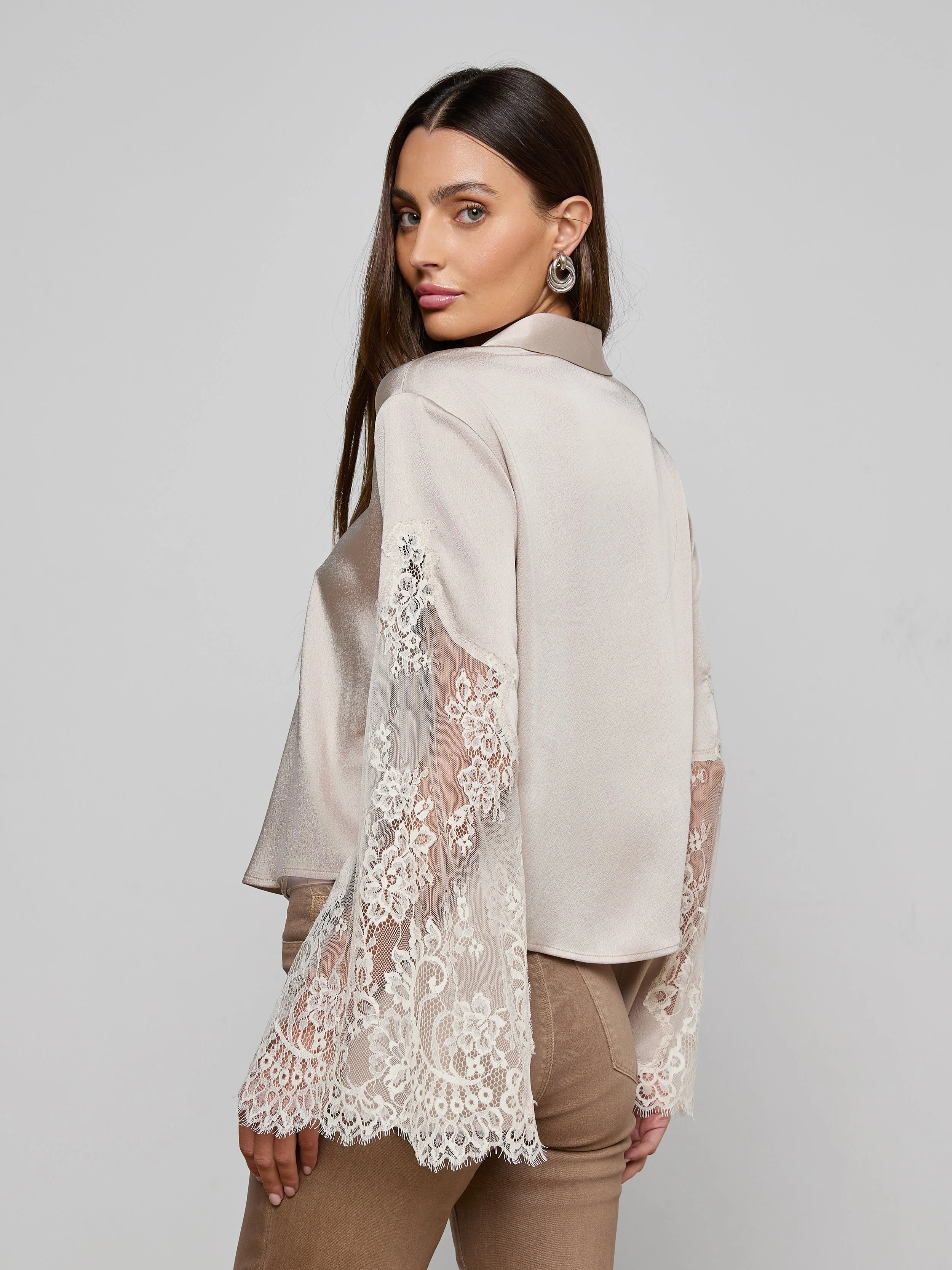 L'AGENCE - Capri Lace Sleeve Blouse - Image 5