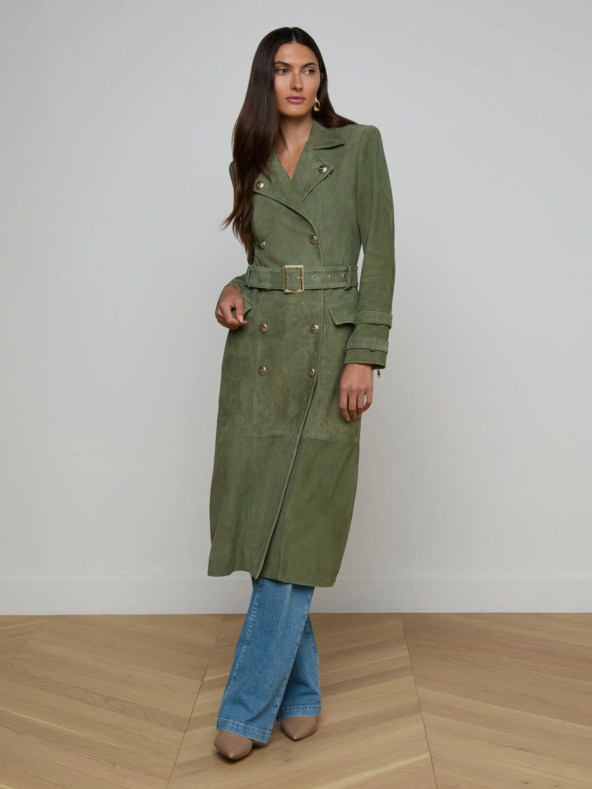 L'AGENCE - Celina Suede Trench Coat