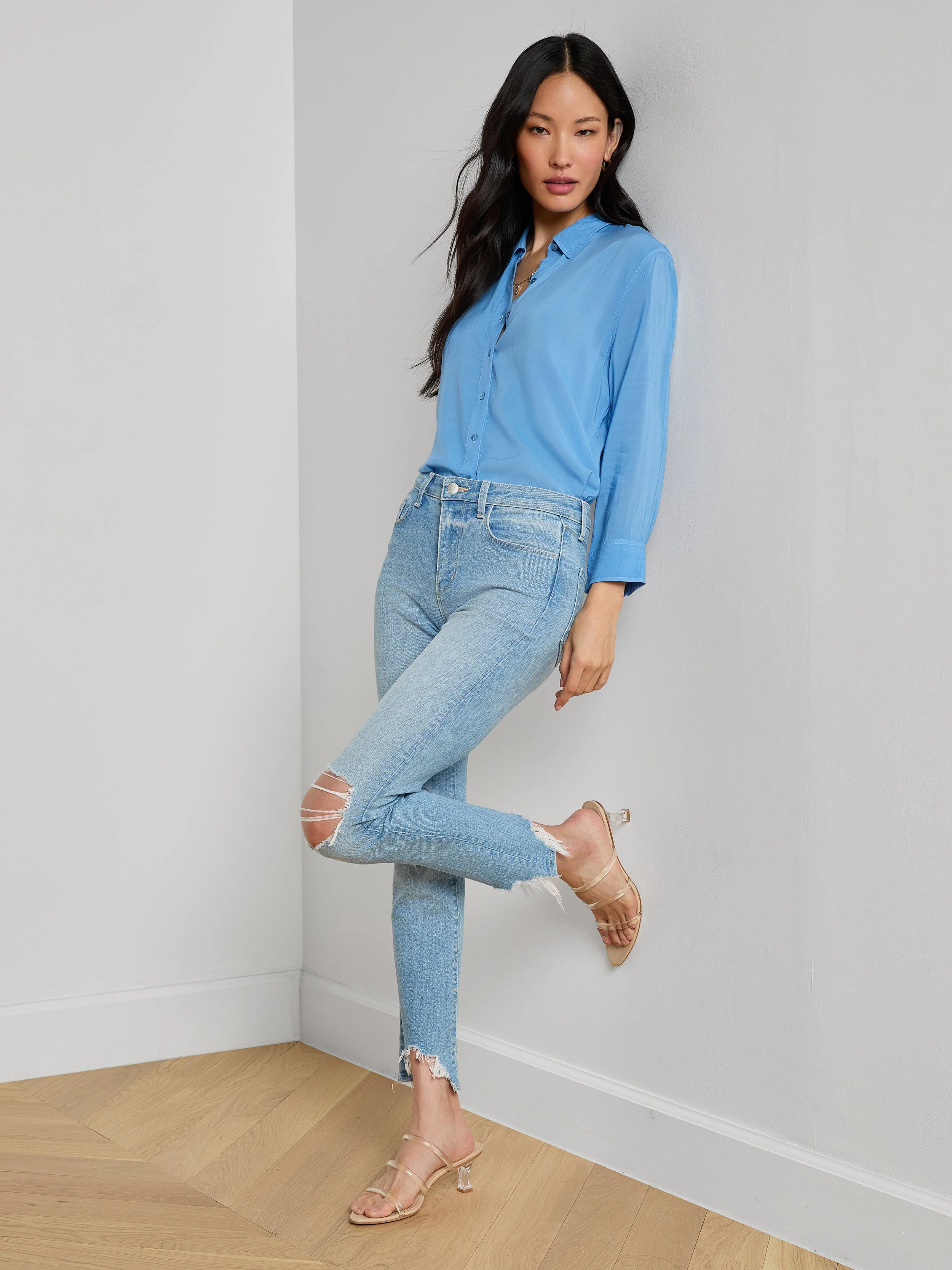 L'AGENCE - High Line Distressed Skinny Jean - Image 5