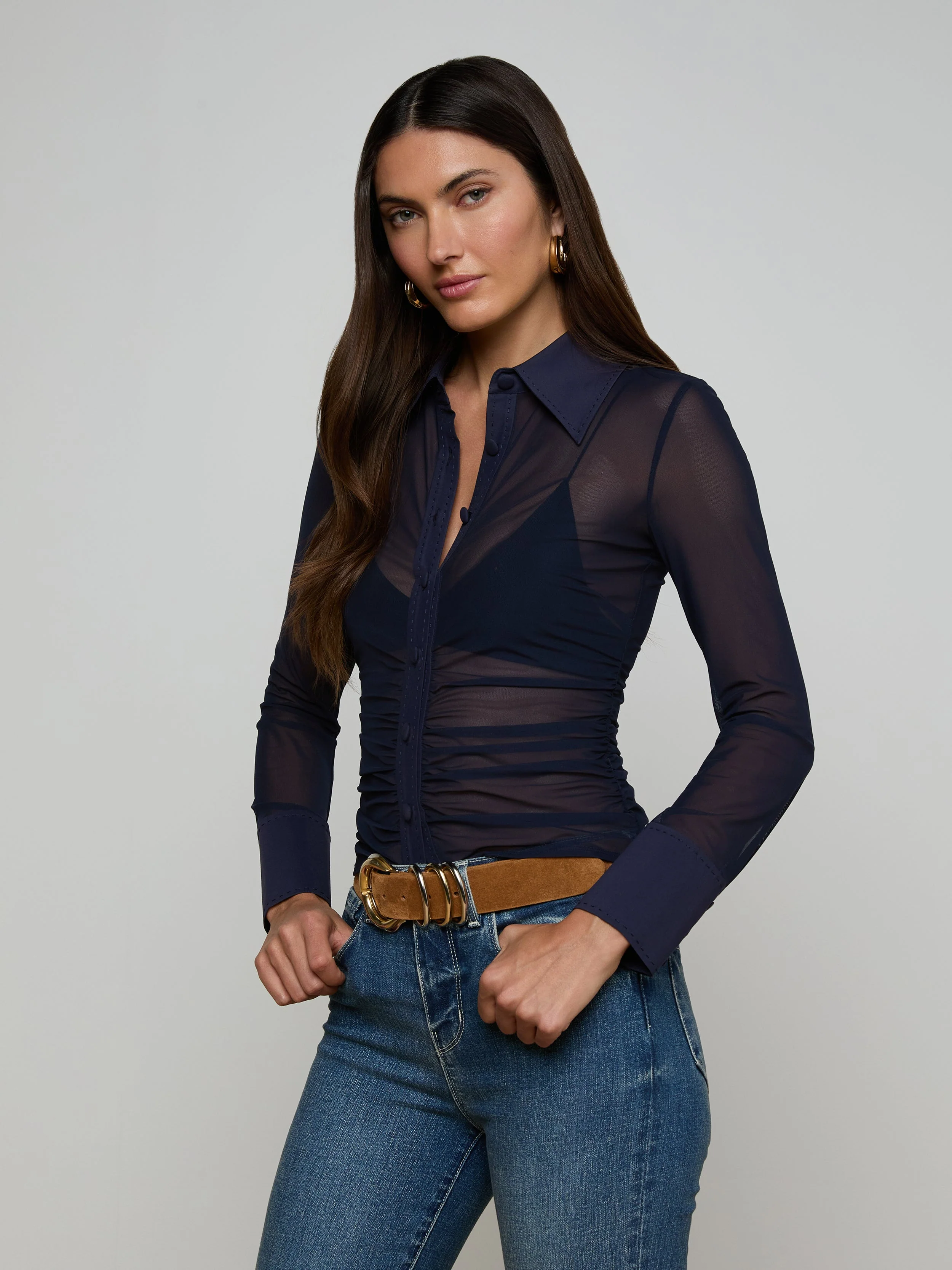 L'AGENCE - Isola Mesh Blouse - Image 2