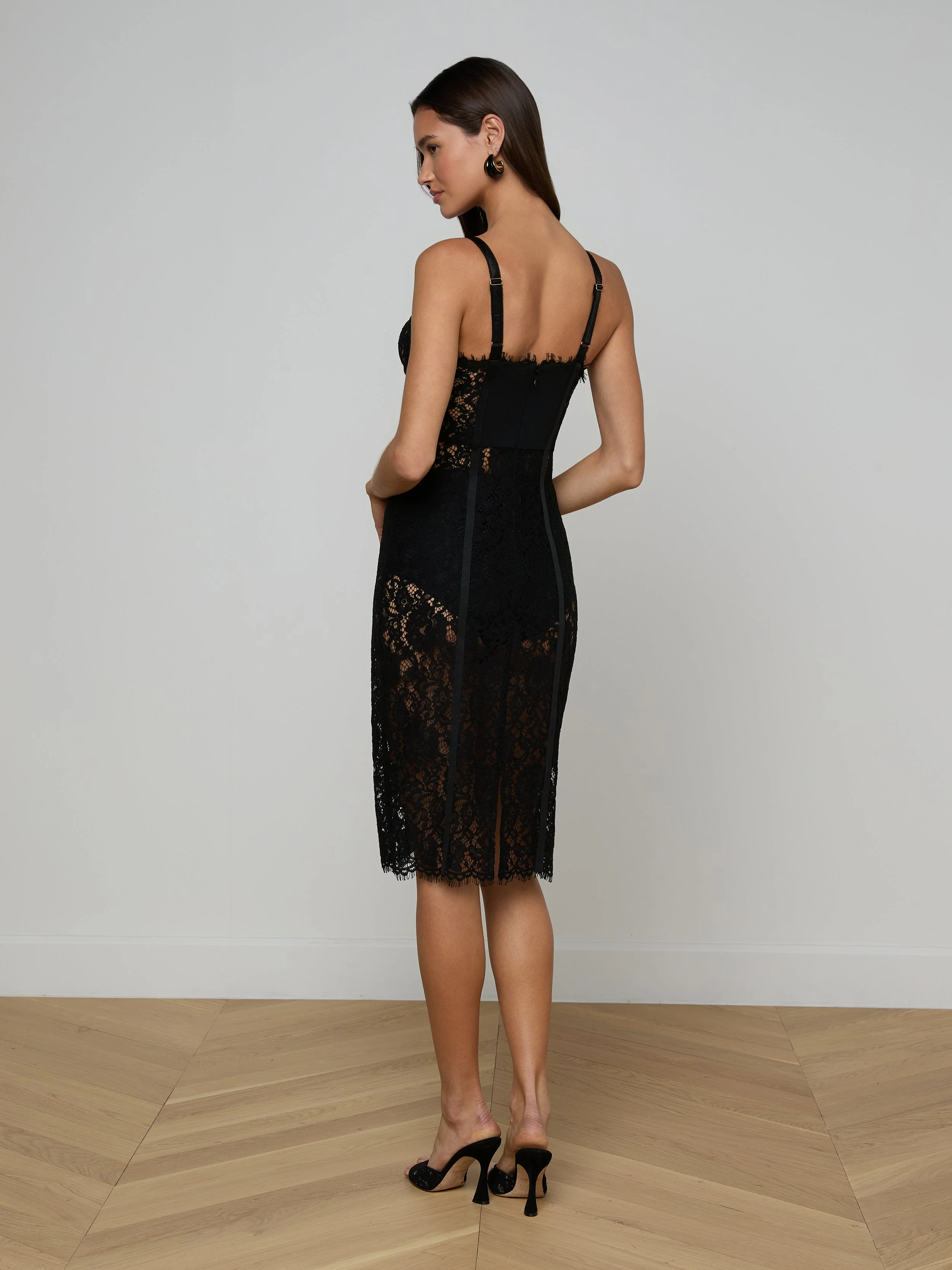 L'AGENCE - Jennifer Lace Midi Dress - Image 3