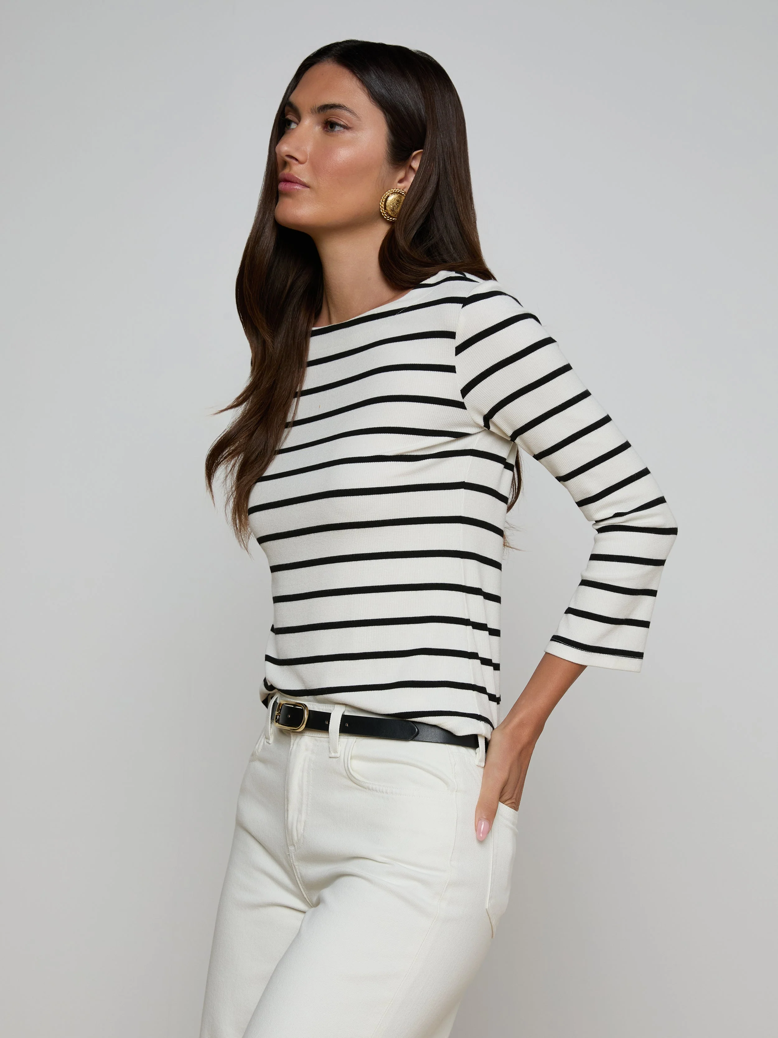 L'AGENCE - Lucille Striped Boatneck Top - Image 2