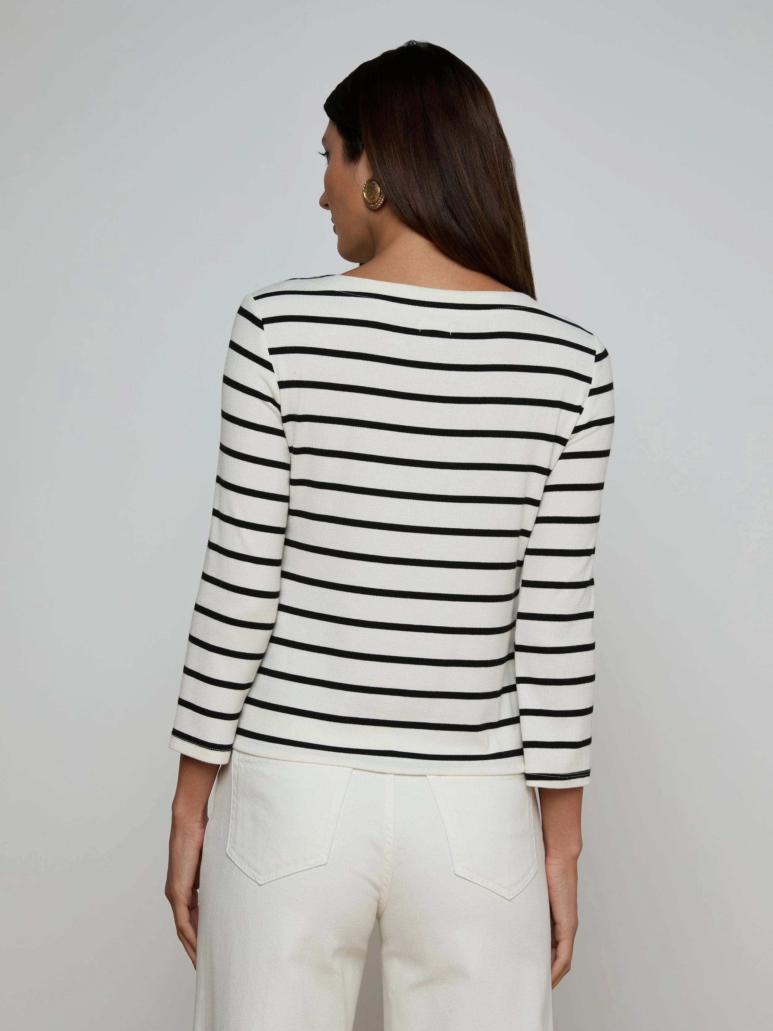 L'AGENCE - Lucille Striped Boatneck Top - Image 4