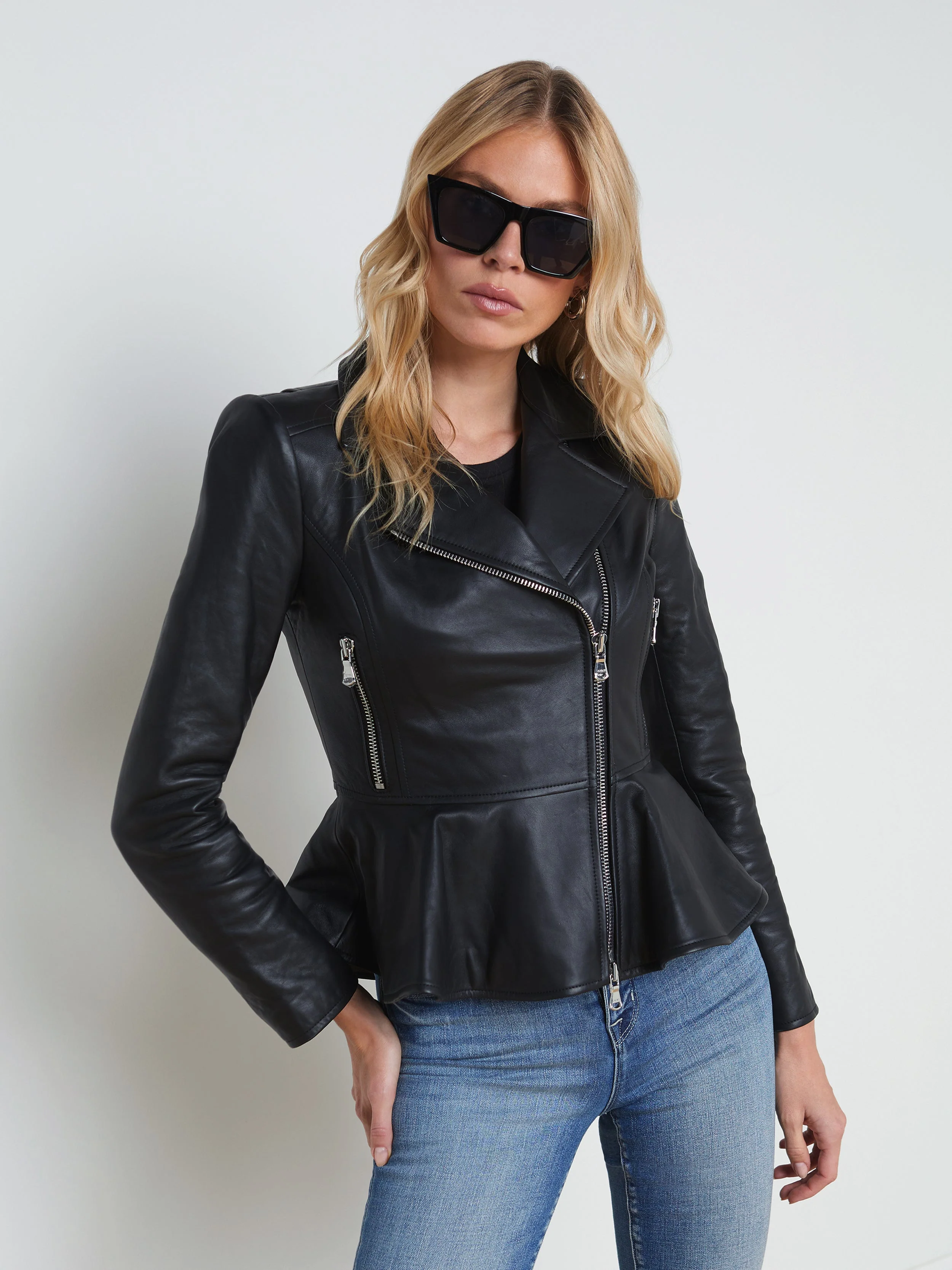 L'AGENCE - Lyric Leather Peplum Jacket
