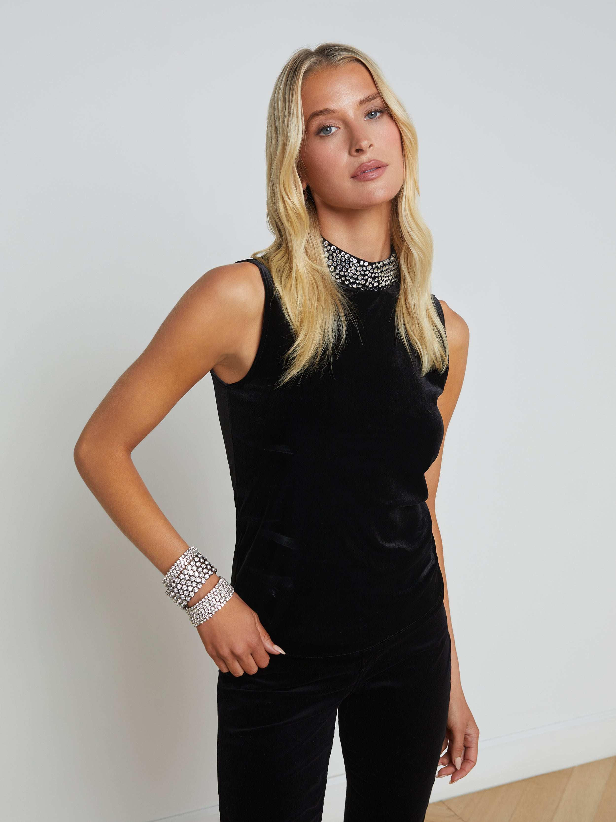 L'AGENCE - Madelyn Embellished Velvet Top
