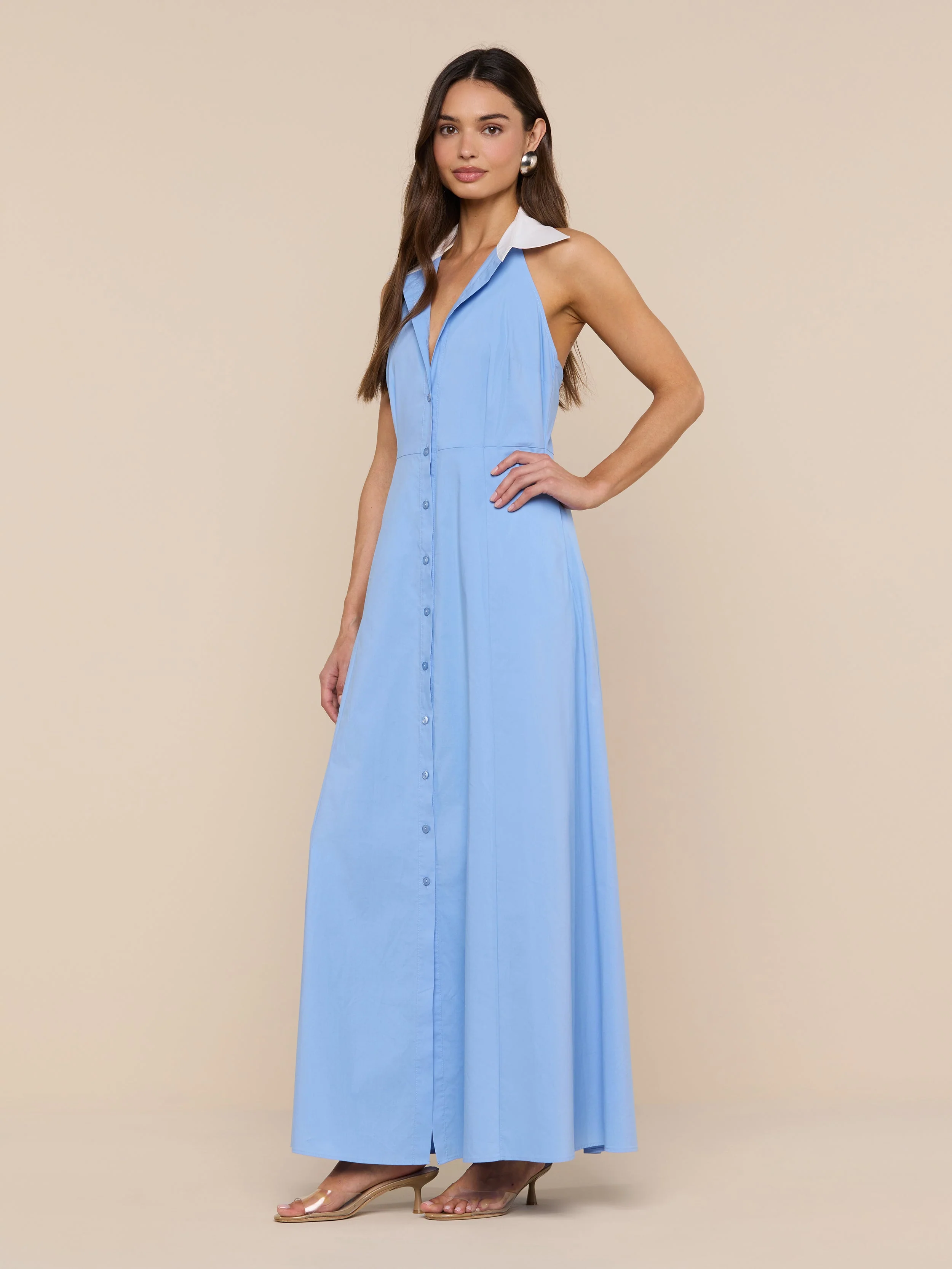 L'AGENCE - Maurie Poplin Maxi Dress - Image 3