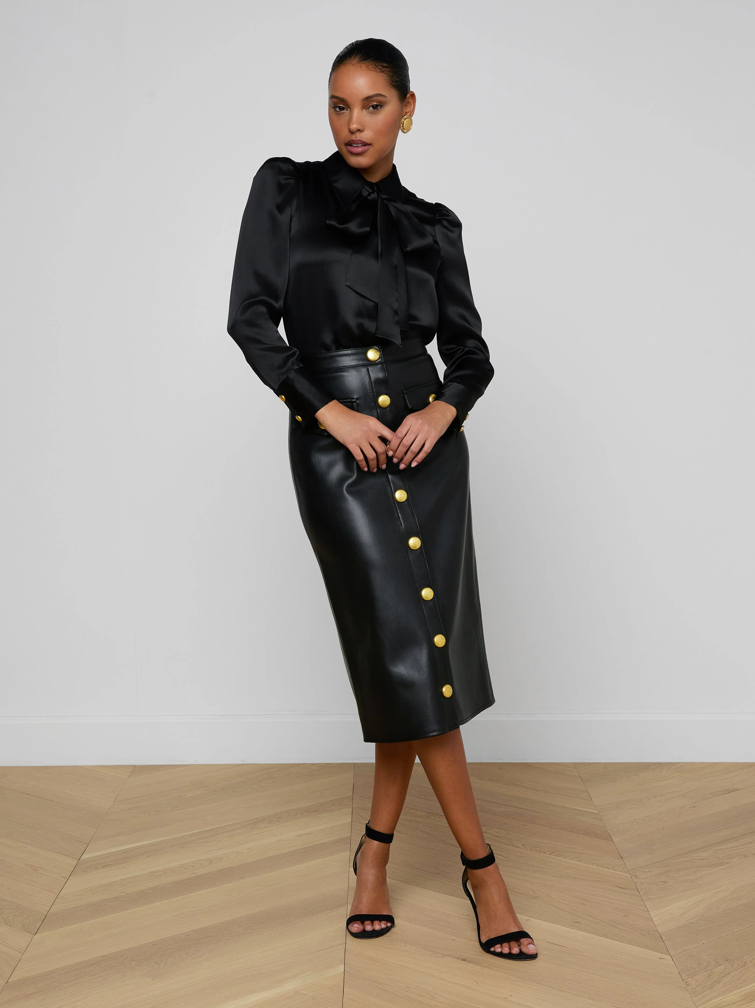 L'AGENCE - Milann Vegan Leather Skirt - Image 2