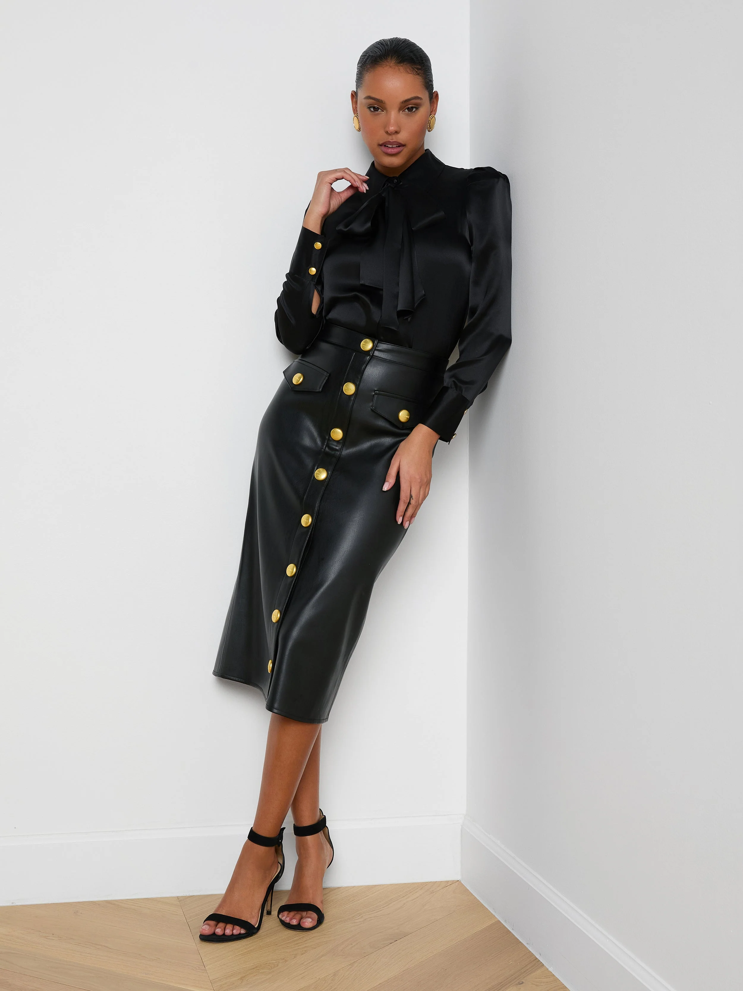 L'AGENCE - Milann Vegan Leather Skirt - Image 7