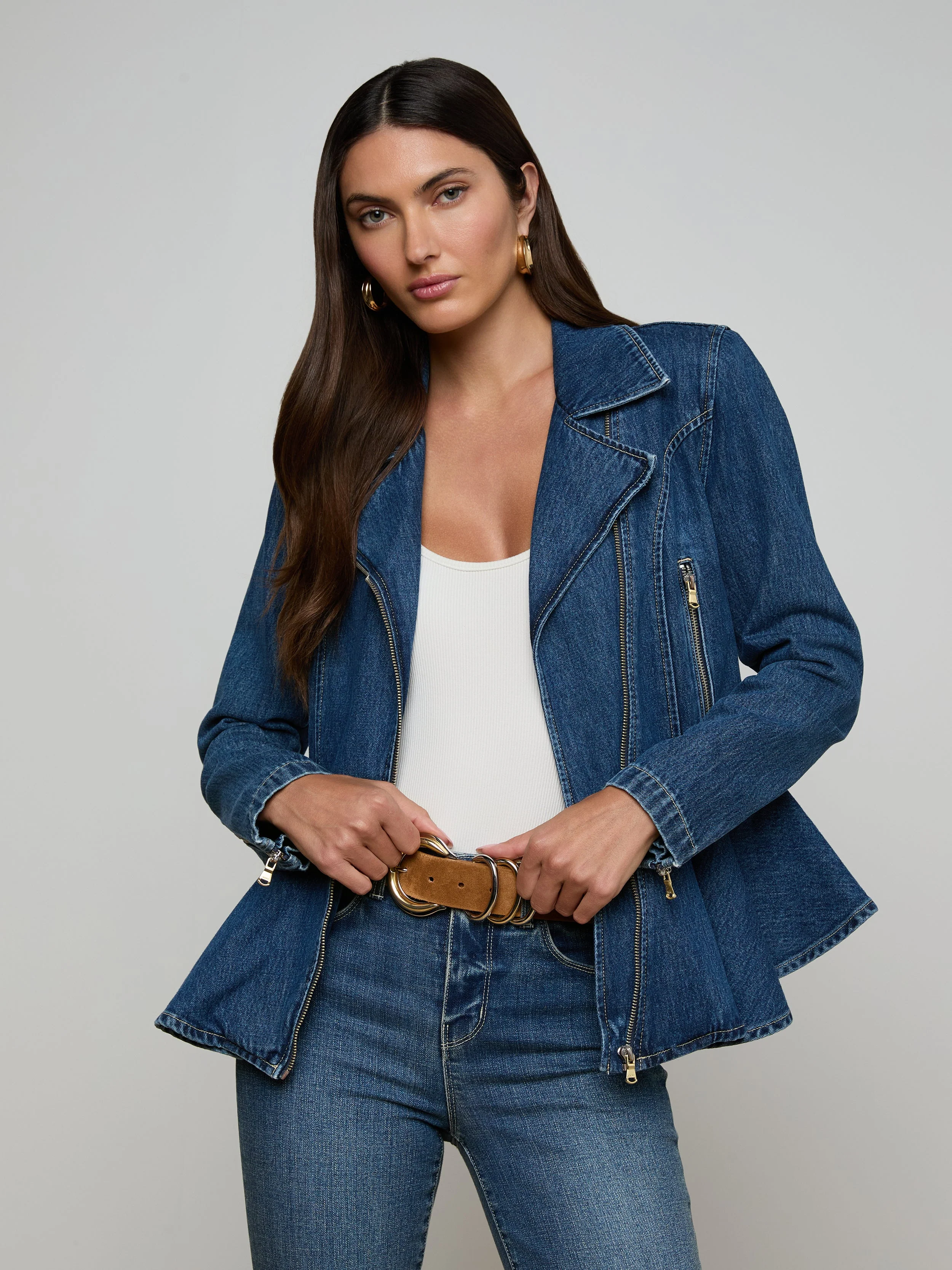 L'AGENCE - Moxie Peplum Biker Jacket