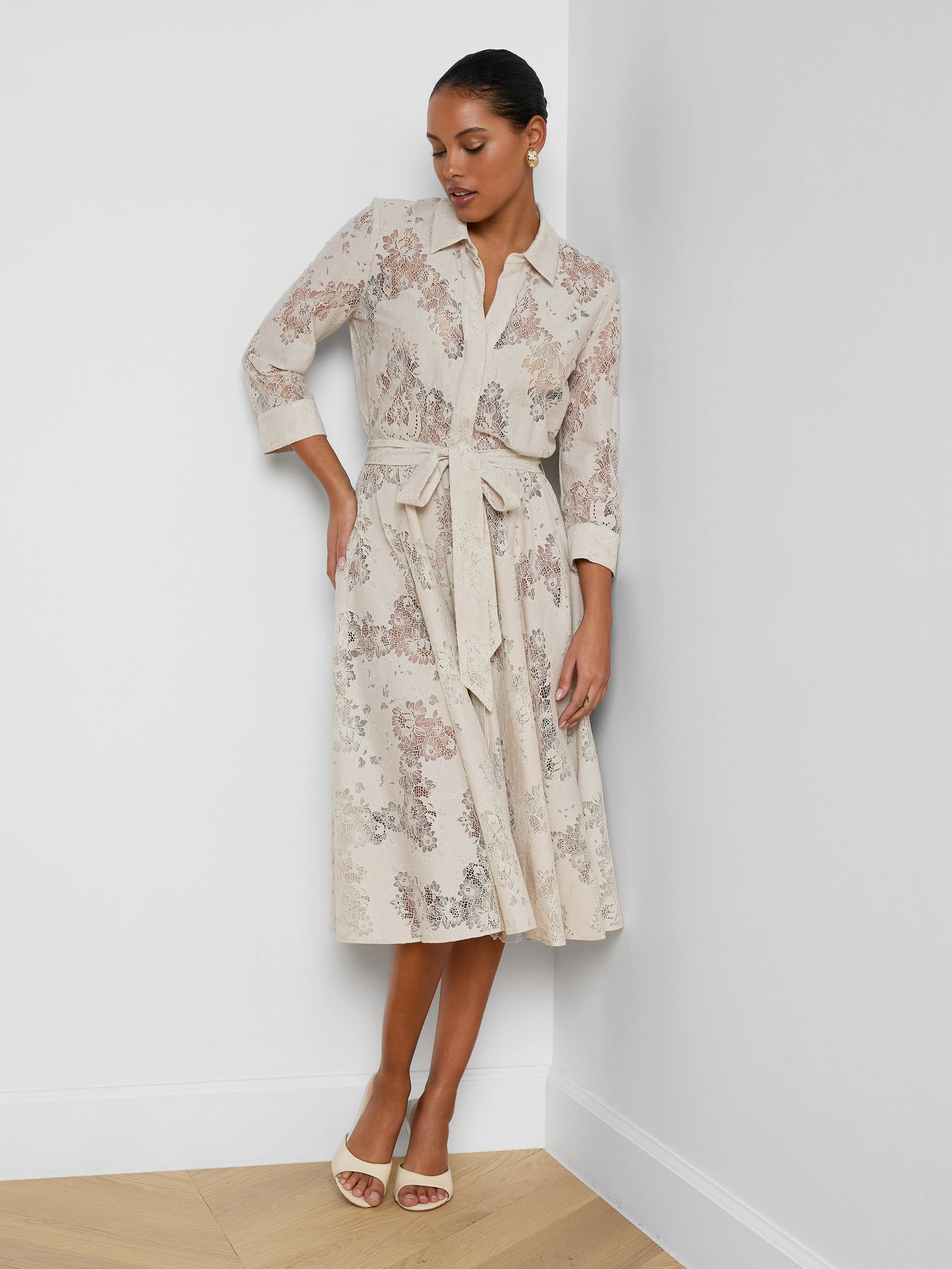 L'AGENCE - Ralphie Lace Midi Dress - Image 4