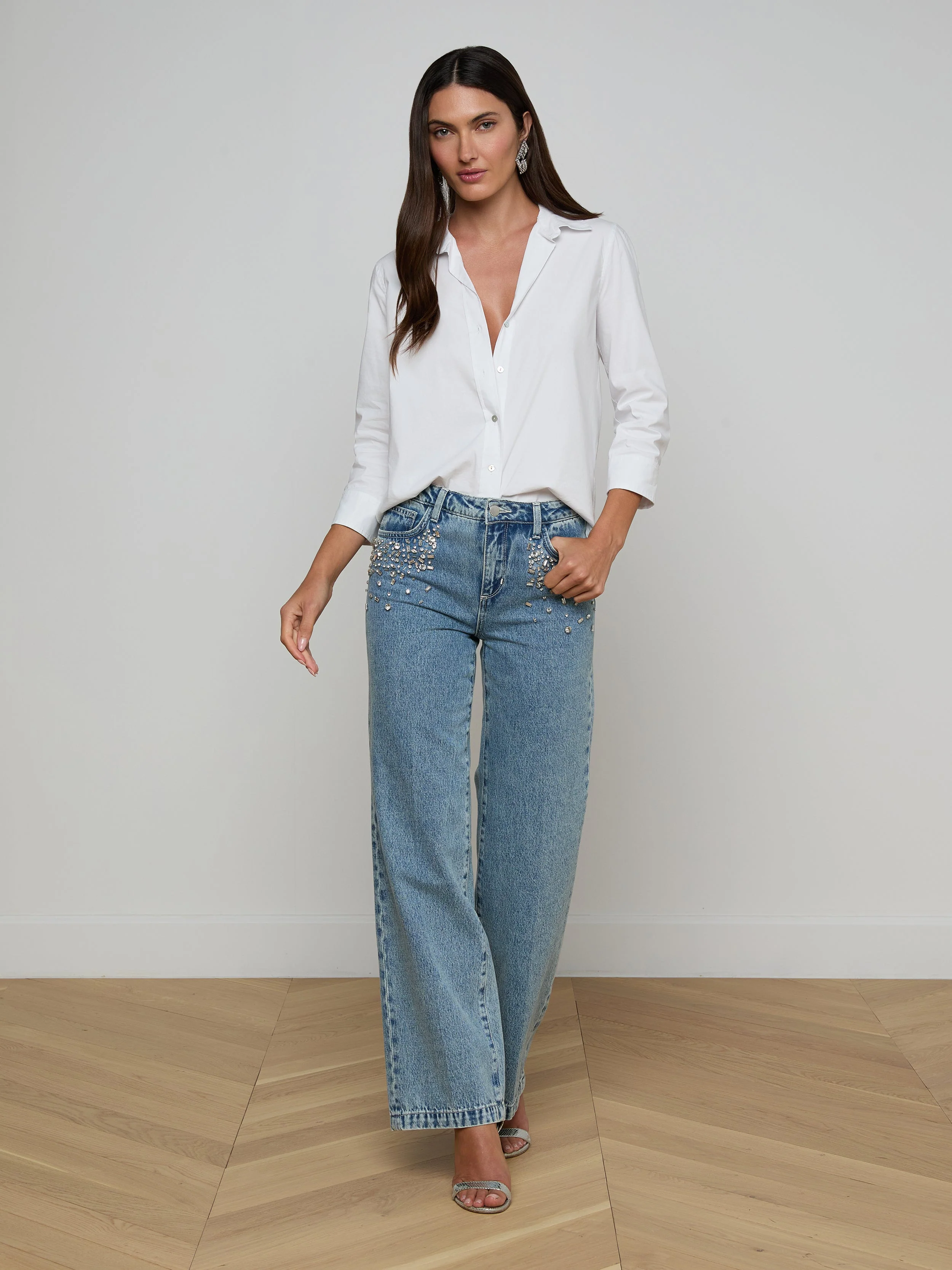 L'AGENCE - Scottie Embellished Wide - Leg Jean - Image 3