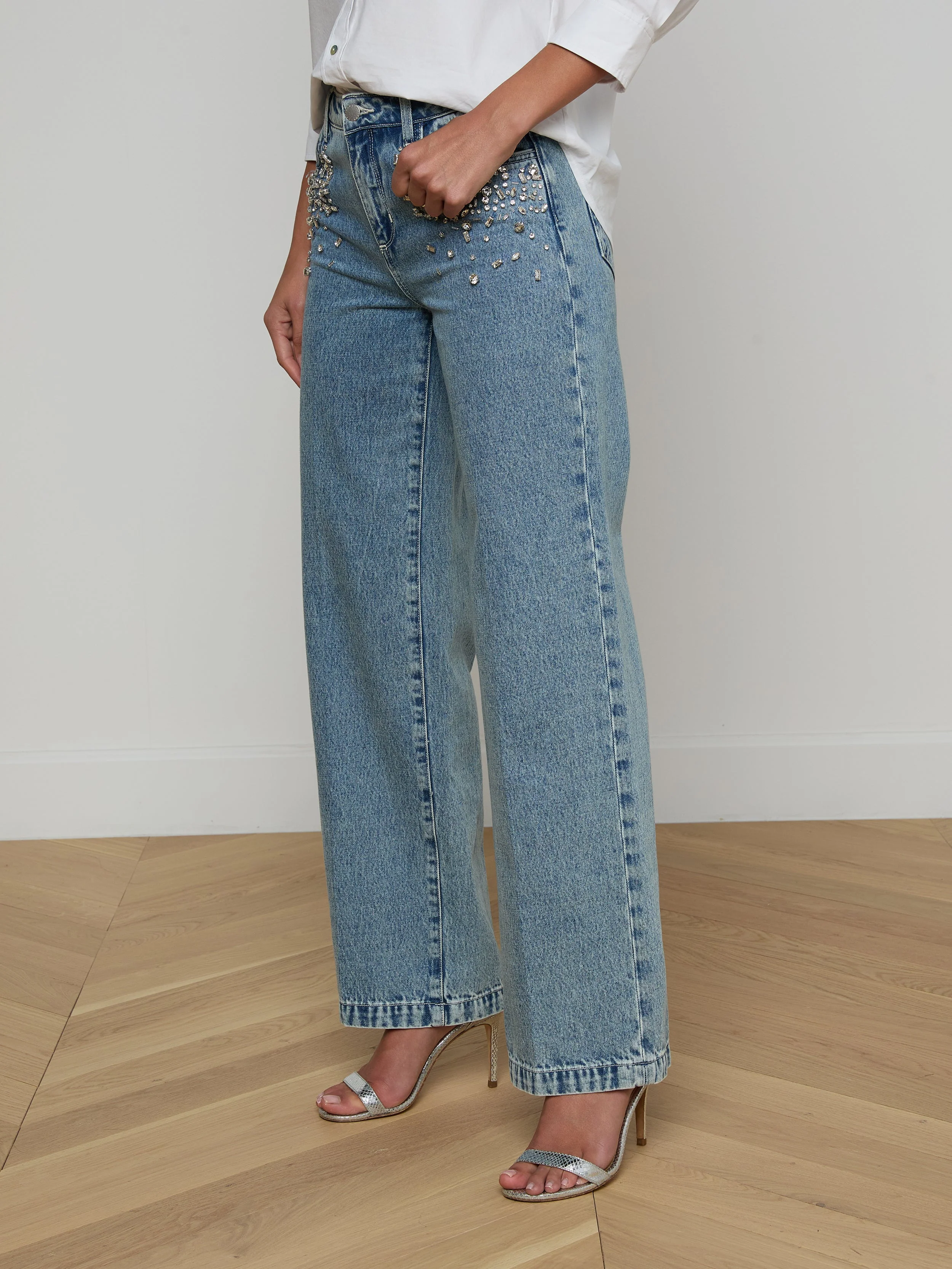 L'AGENCE - Scottie Embellished Wide - Leg Jean - Image 4