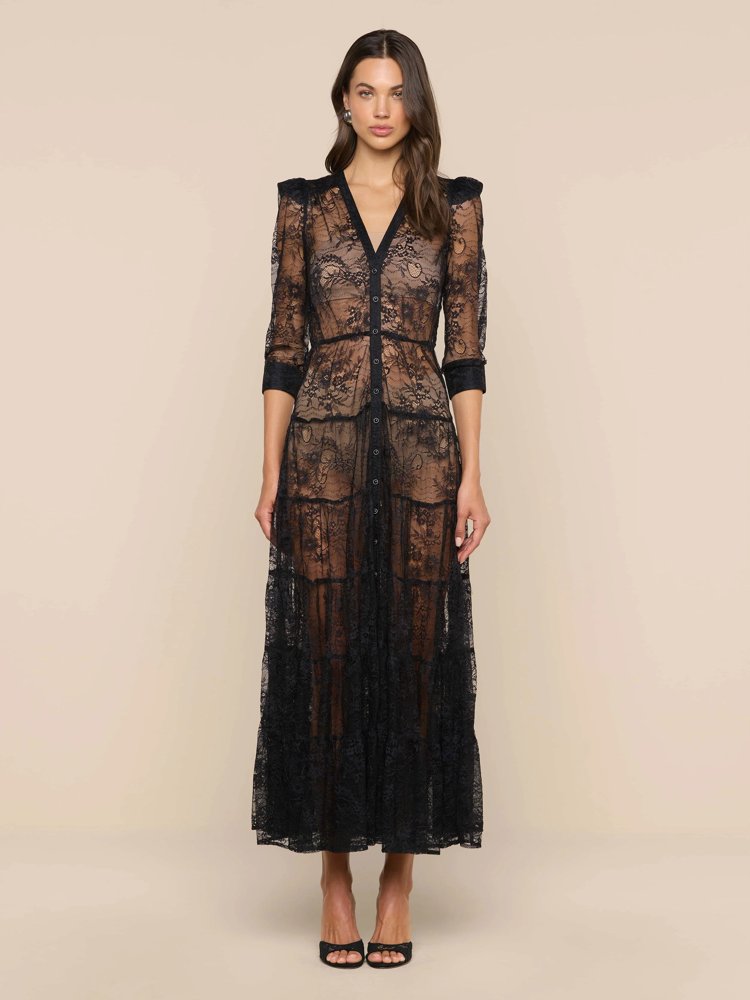 L'AGENCE - Seraphina Lace Tiered Maxi Dress
