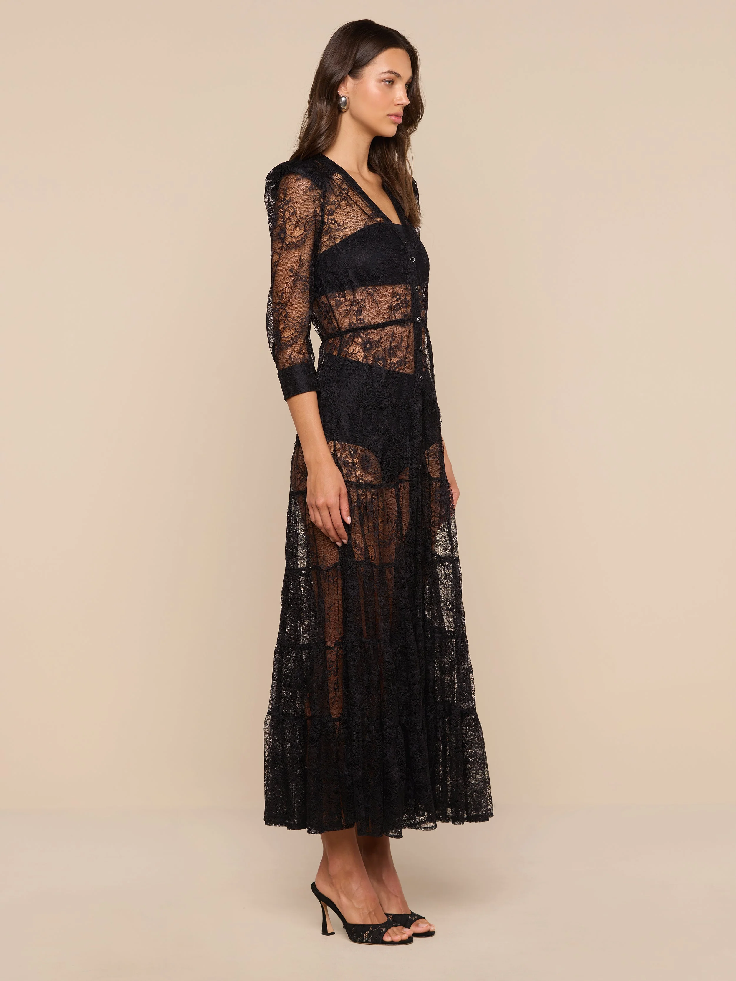 L'AGENCE - Seraphina Lace Tiered Maxi Dress - Image 4