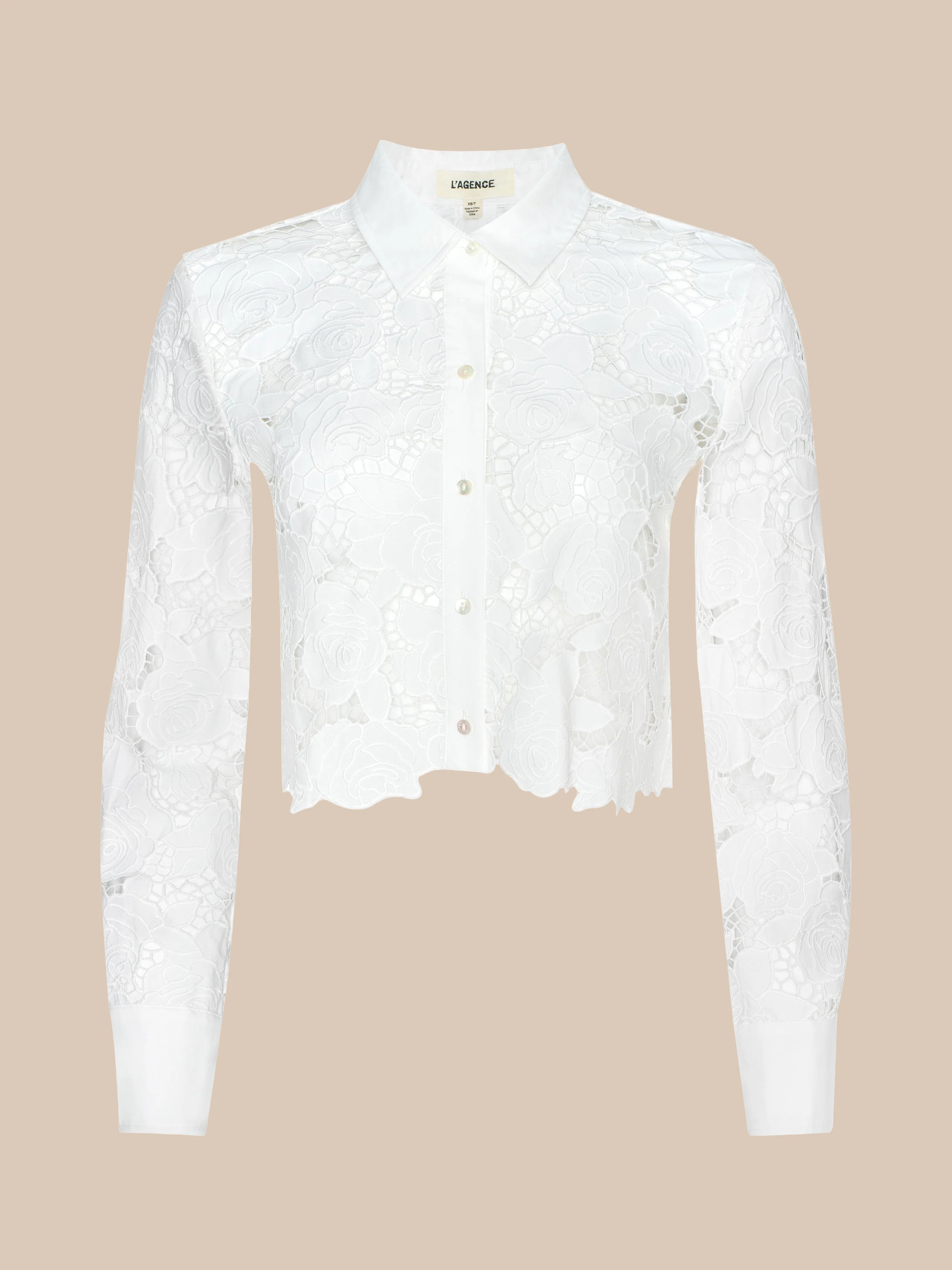 L'AGENCE - Seychelle Cropped Eyelet Blouse - Image 6