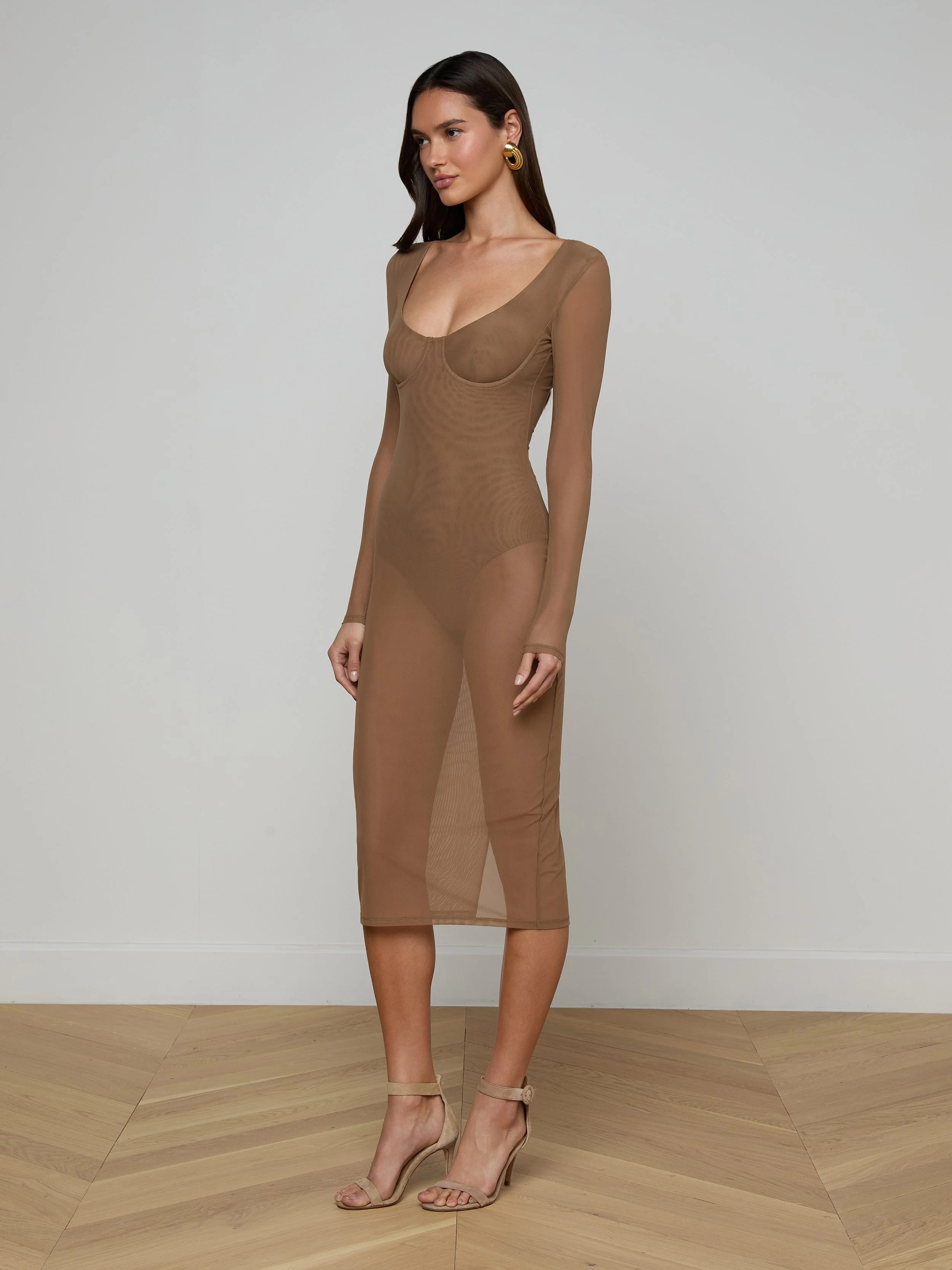 L'AGENCE - Sorella Mesh Midi Dress - Image 2