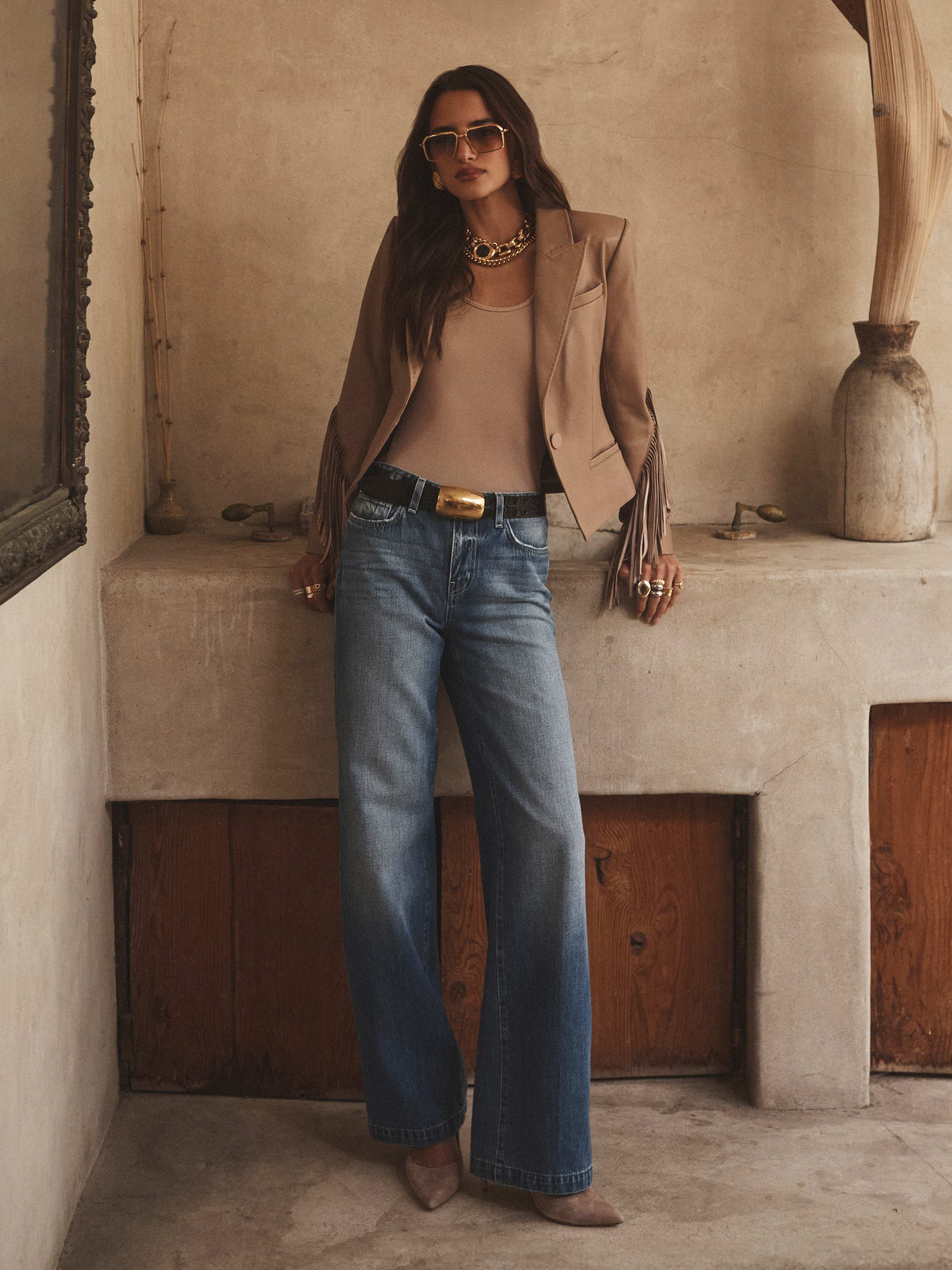 L'AGENCE - Vashti Fringed Leather Blazer - Image 2