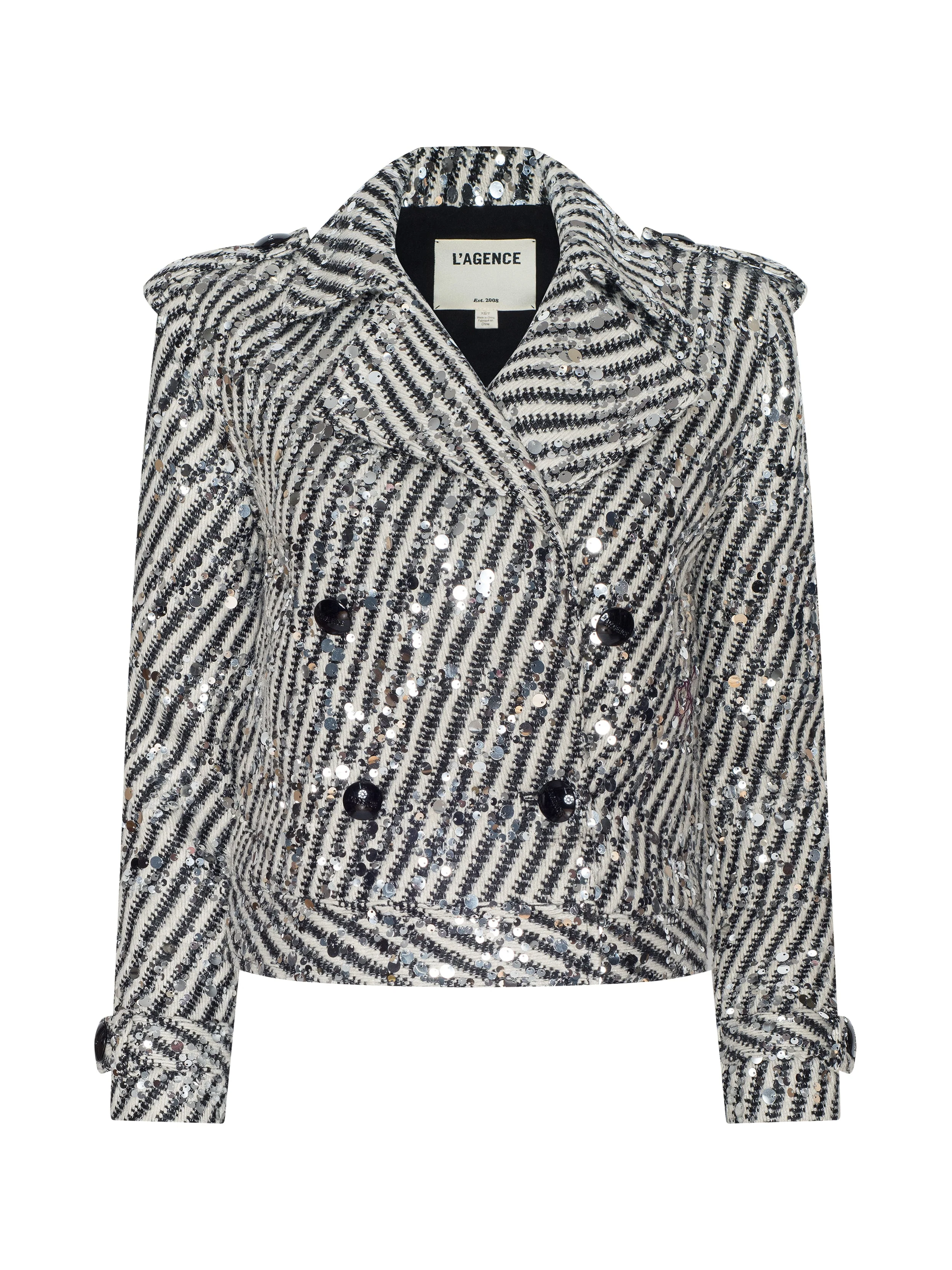 L'AGENCE - Xoey Cropped Sequin Trench Coat