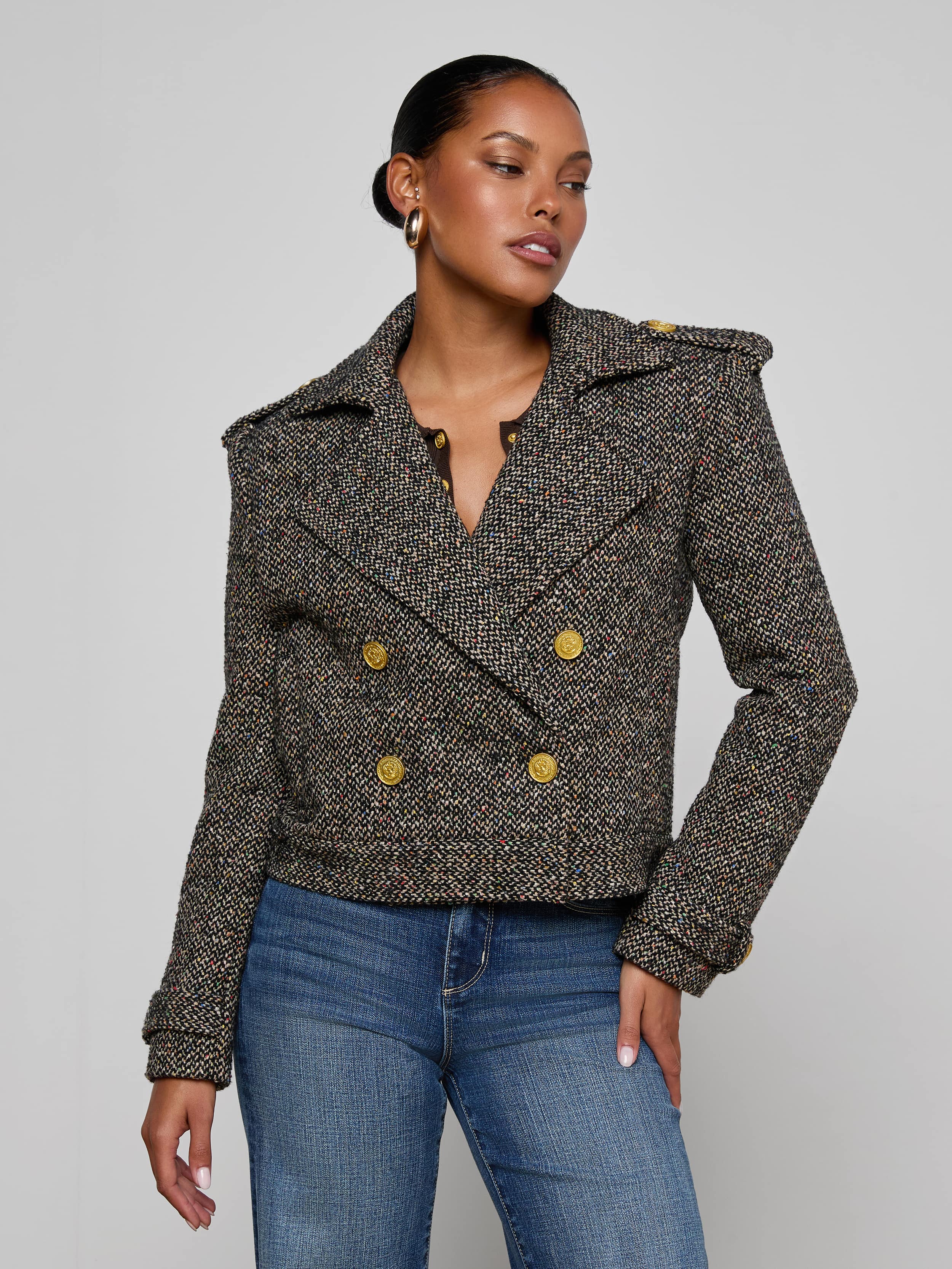 L'AGENCE - Xoey Cropped Tweed Trench
