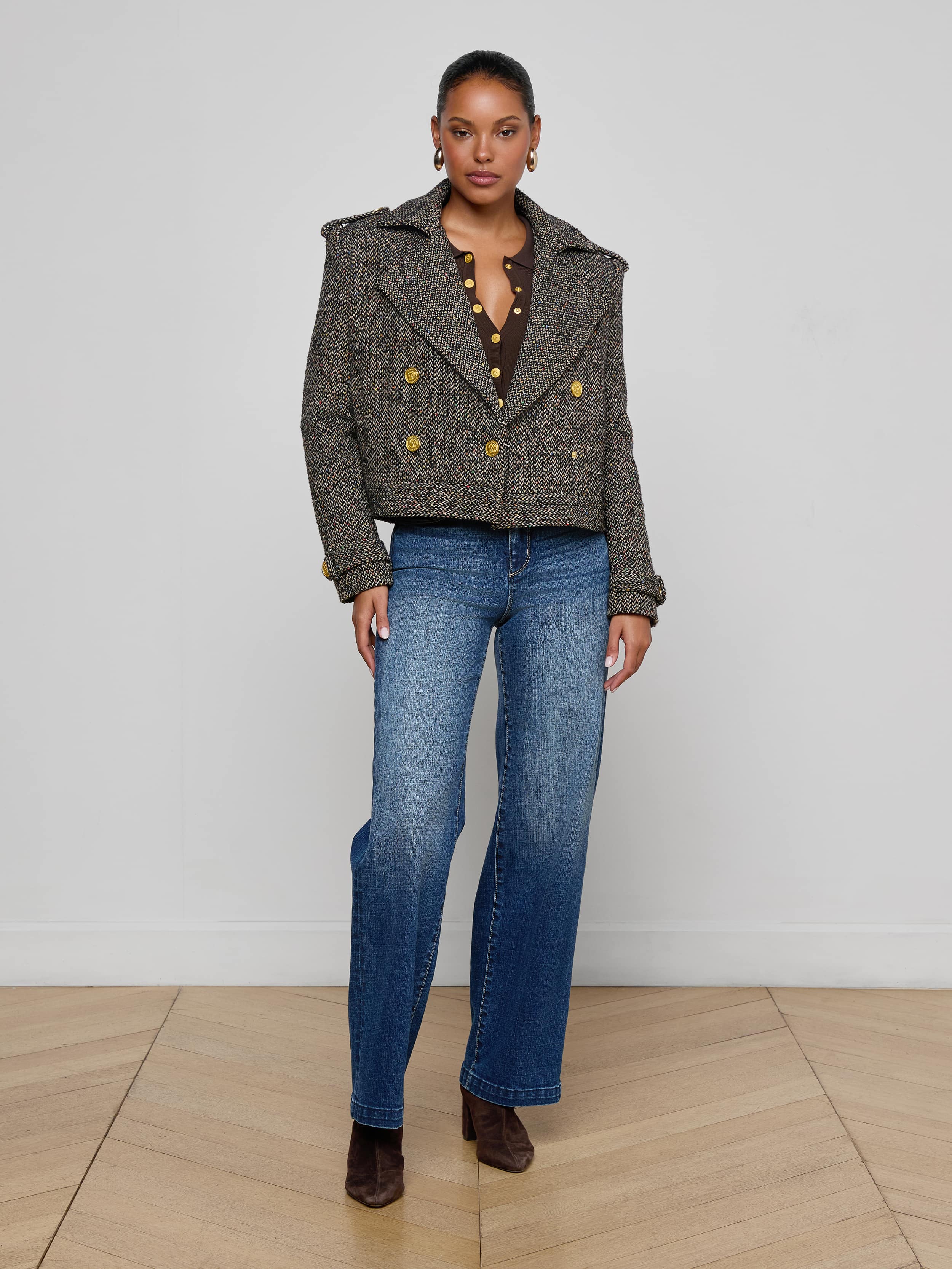 L'AGENCE - Xoey Cropped Tweed Trench - Image 3