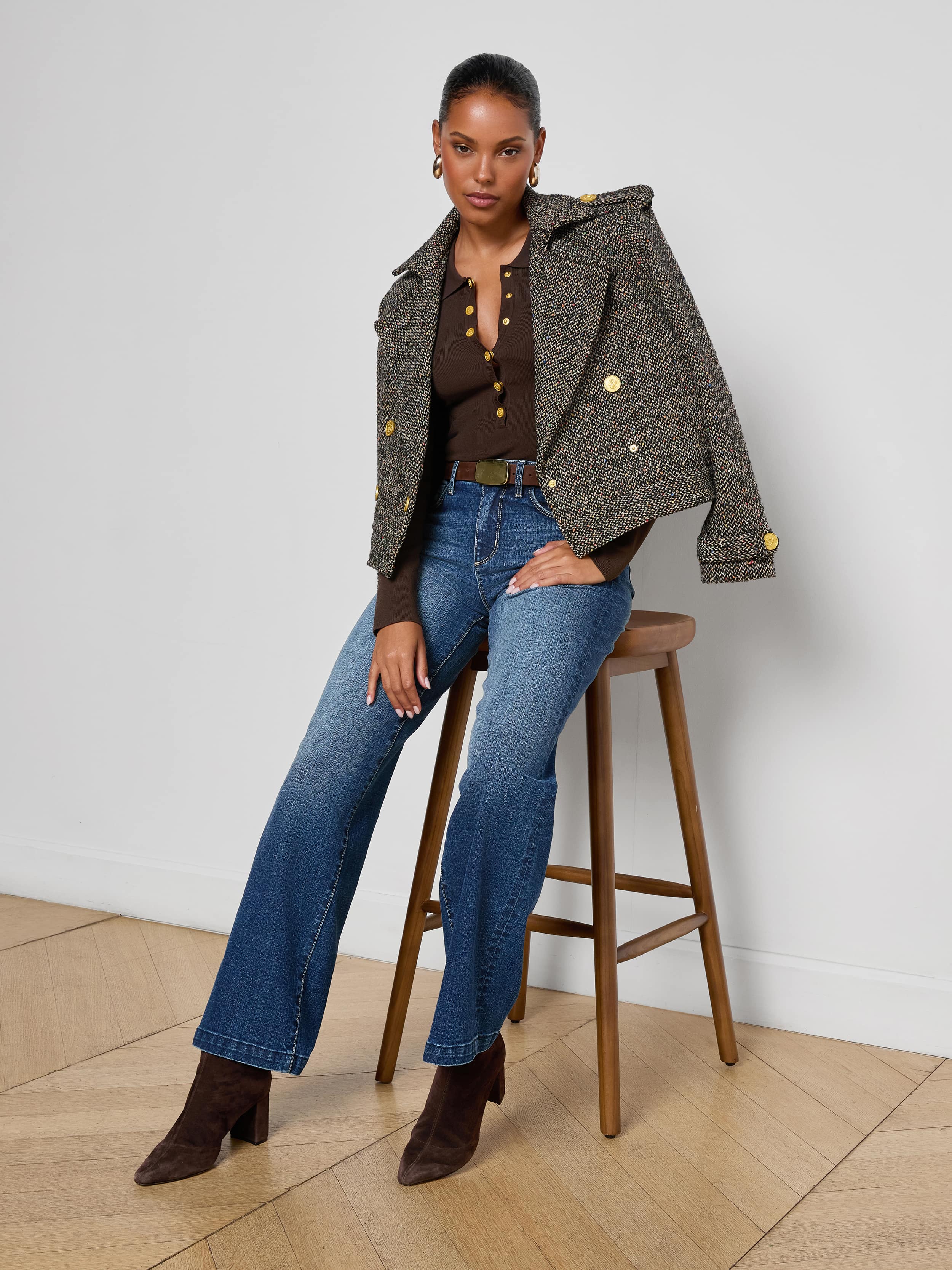 L'AGENCE - Xoey Cropped Tweed Trench - Image 5