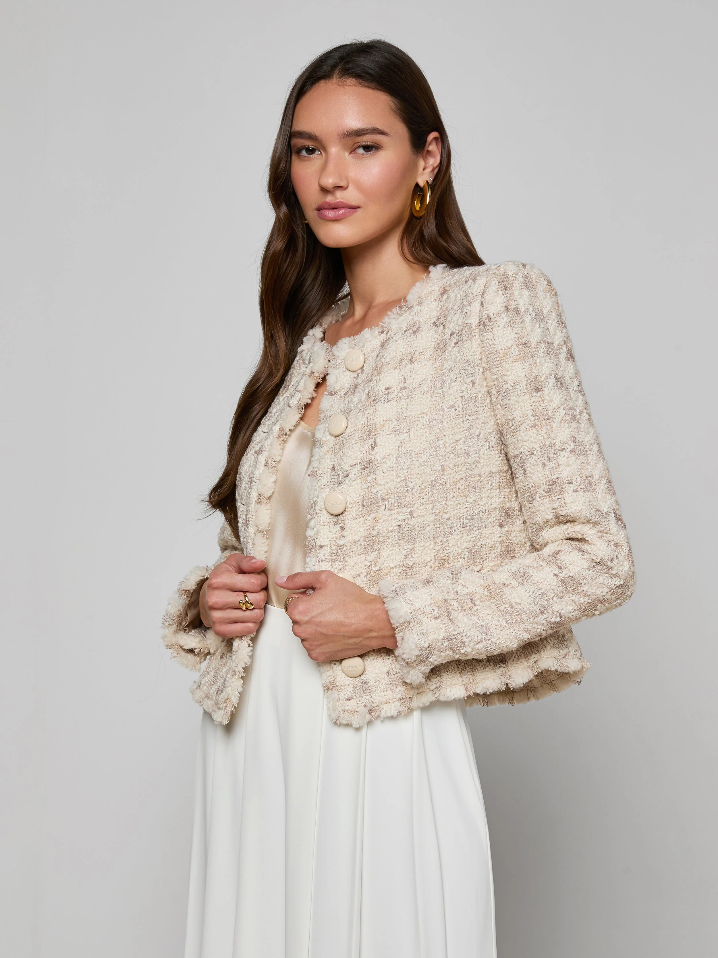 L'AGENCE - Zell Houndstooth Tweed Jacket - Image 2