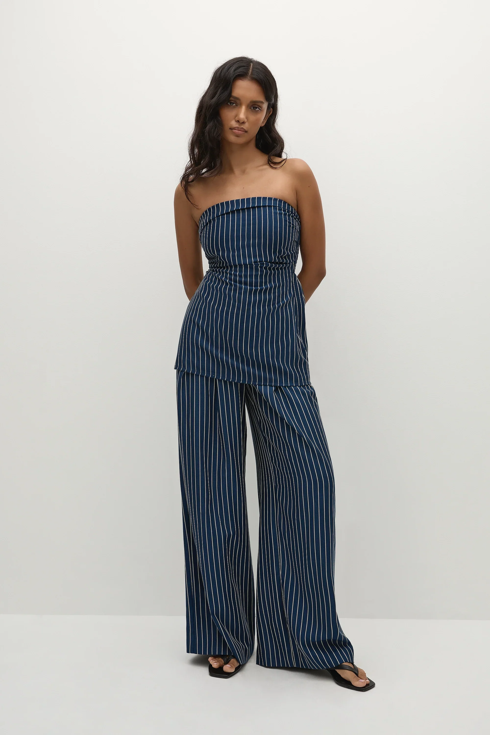 Faithfull - Lalia Trouser Chevron Stripe Vintage Navy - Final Sale