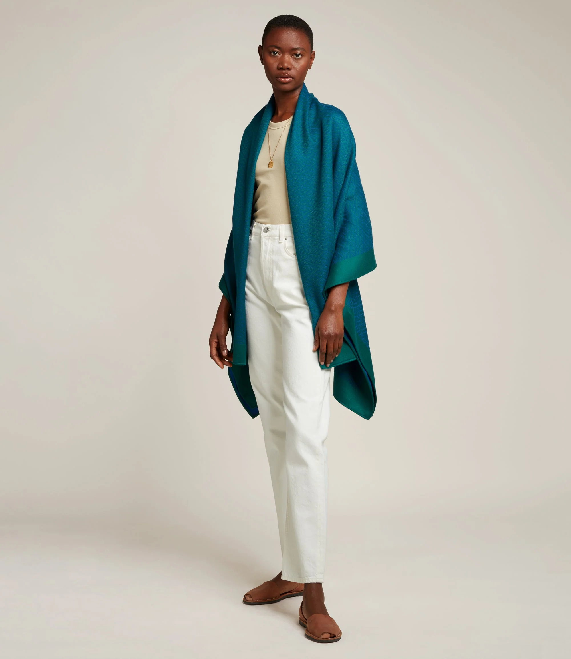 Metier - Large Cashmere Throw Yves Blue and Emerald - Image 3