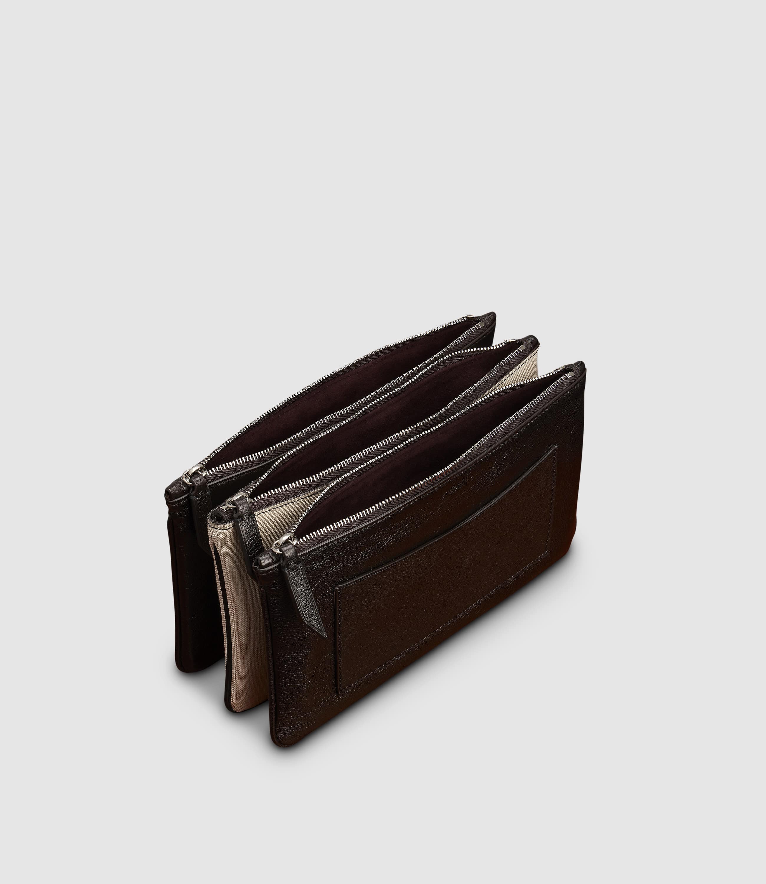 Metier - Magnetic Trio Clutch Large Buffalo Natural Linen Cacao - Image 2