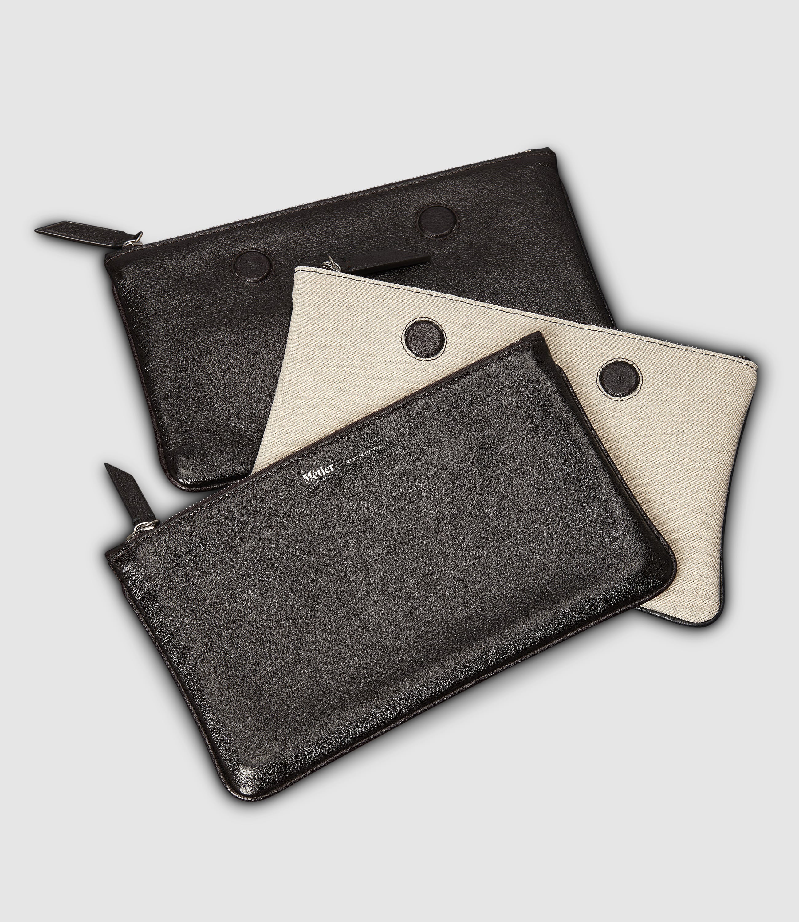 Metier - Magnetic Trio Clutch Large Buffalo Natural Linen Cacao - Image 3