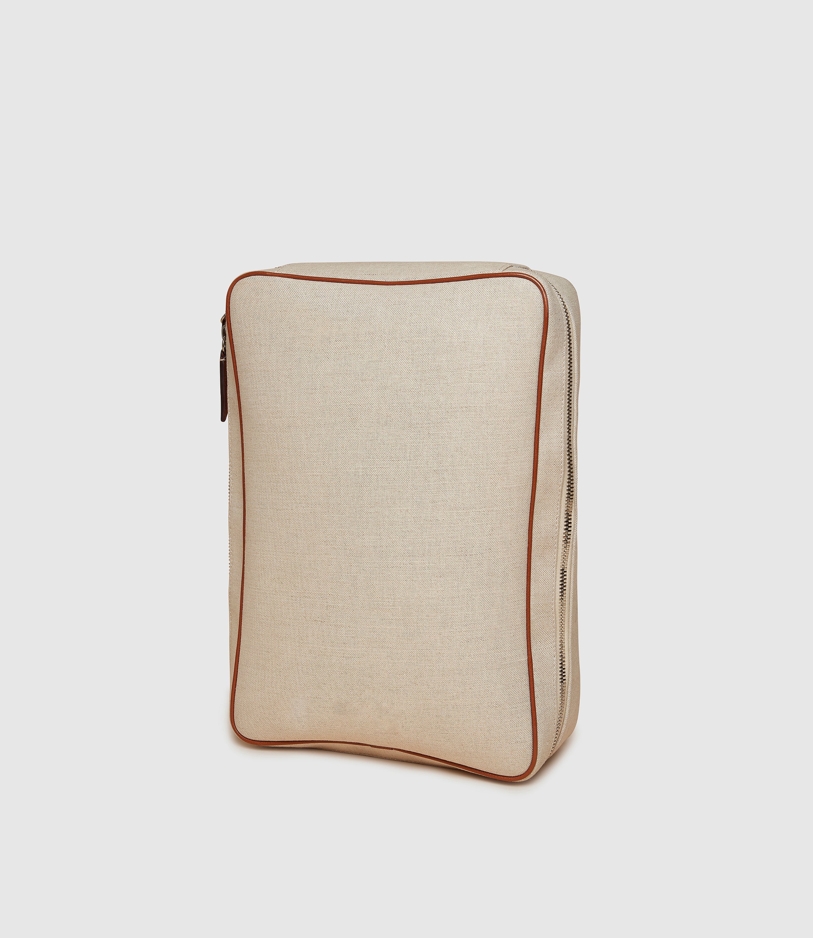 Metier - Large Travel Organiser Natural Linen with Cognac - Image 2