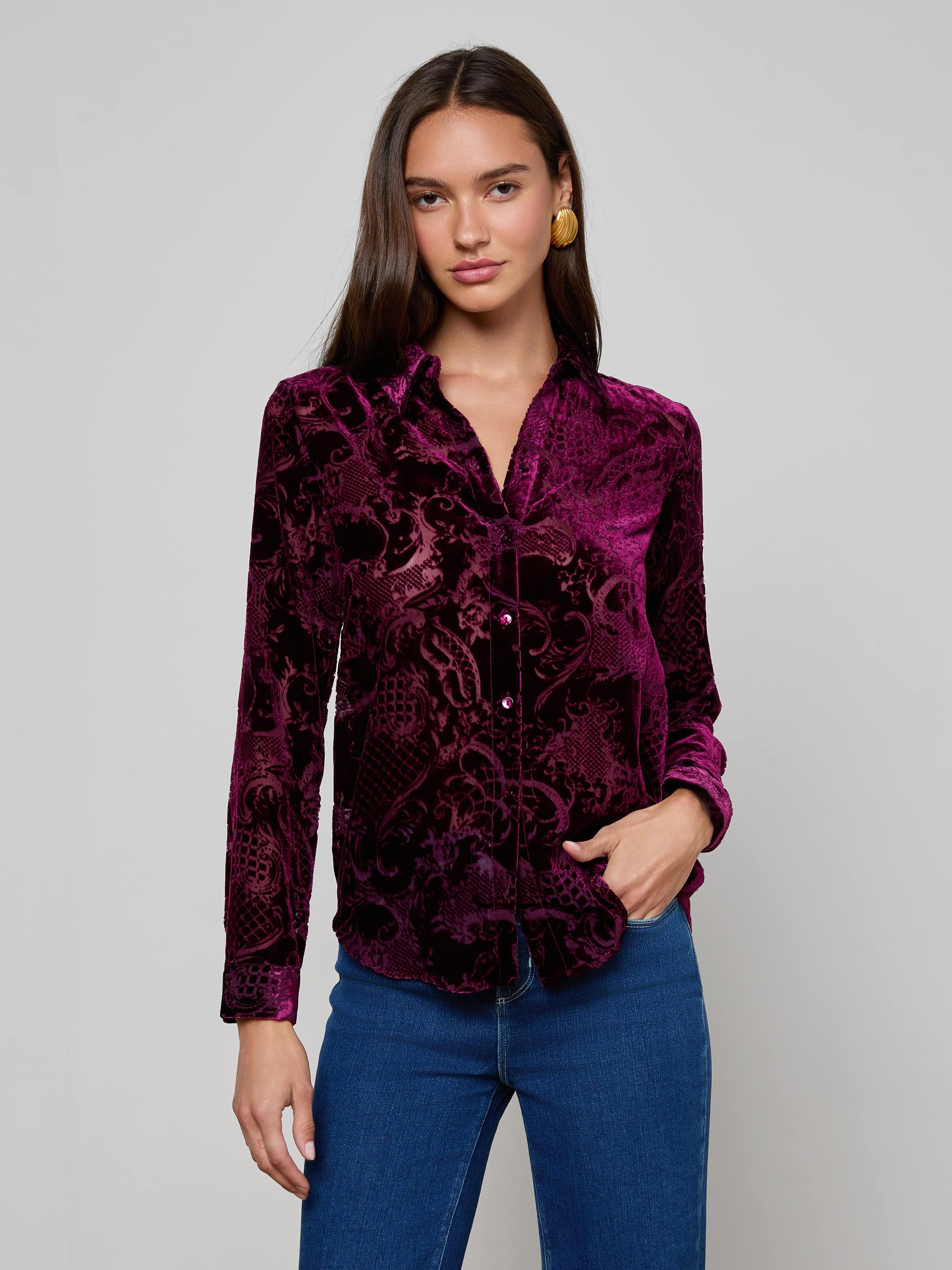 L'AGENCE - Laurent Velvet Blouse