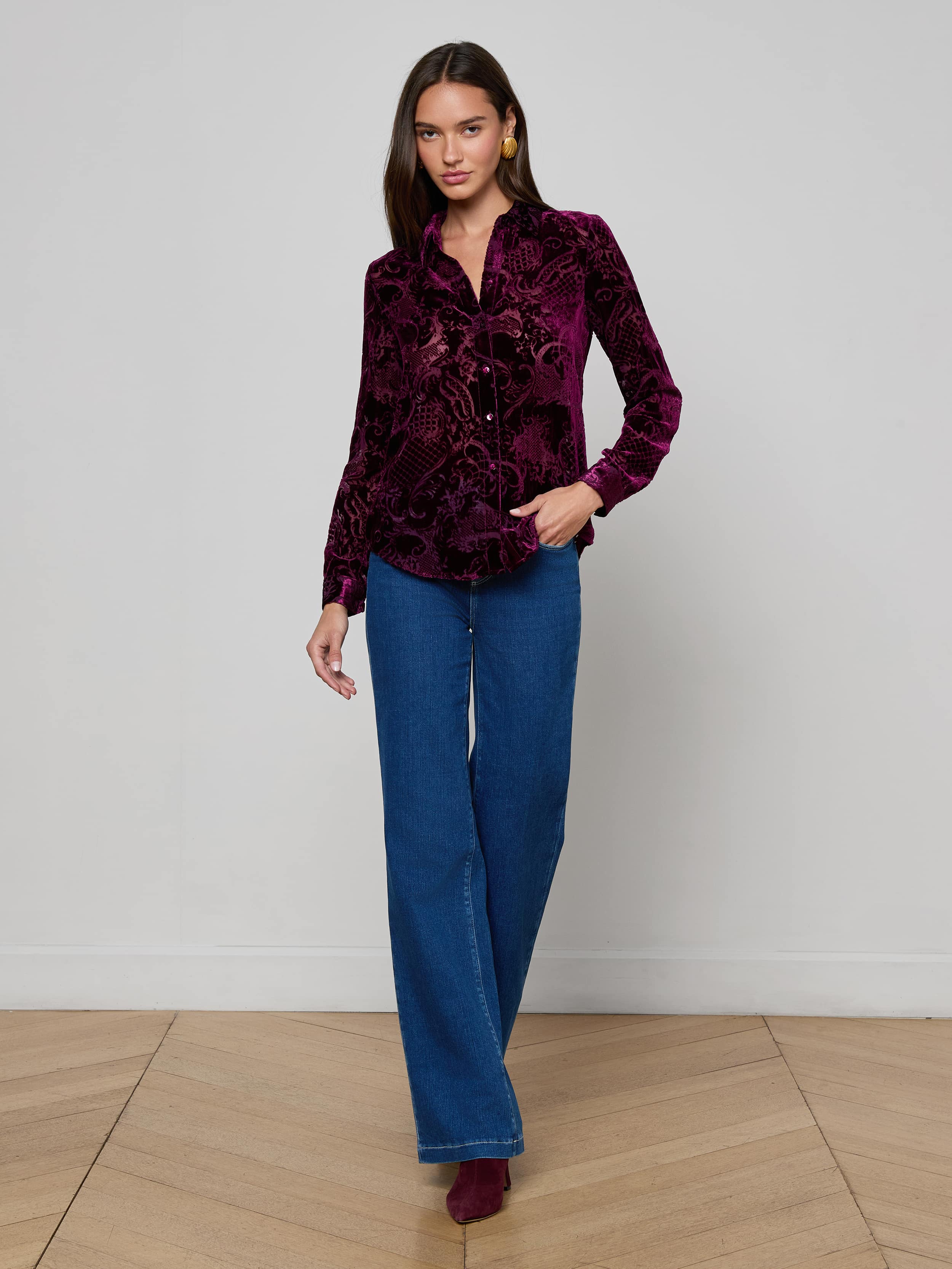 L'AGENCE - Laurent Velvet Blouse - Image 3