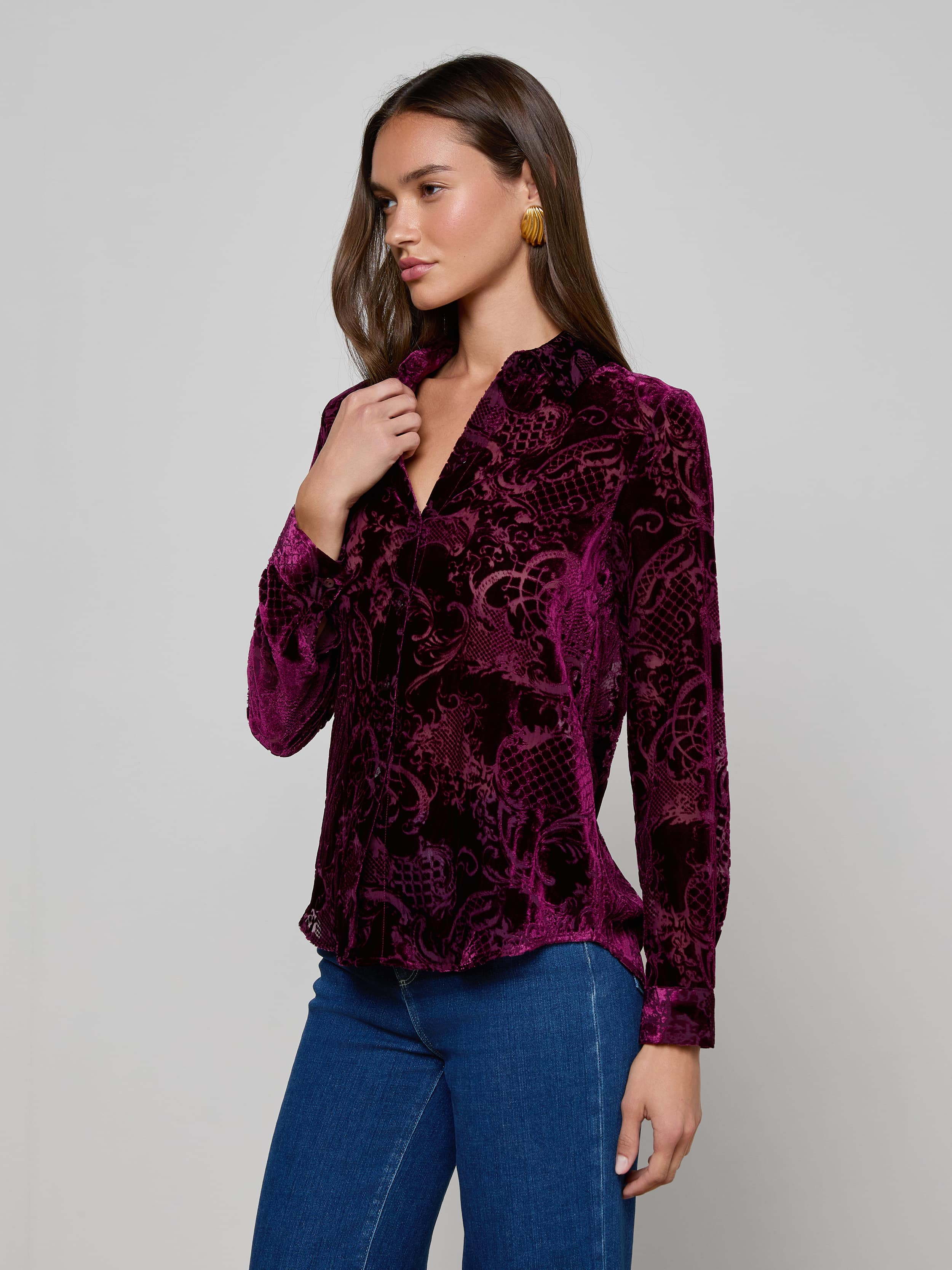 L'AGENCE - Laurent Velvet Blouse - Image 8