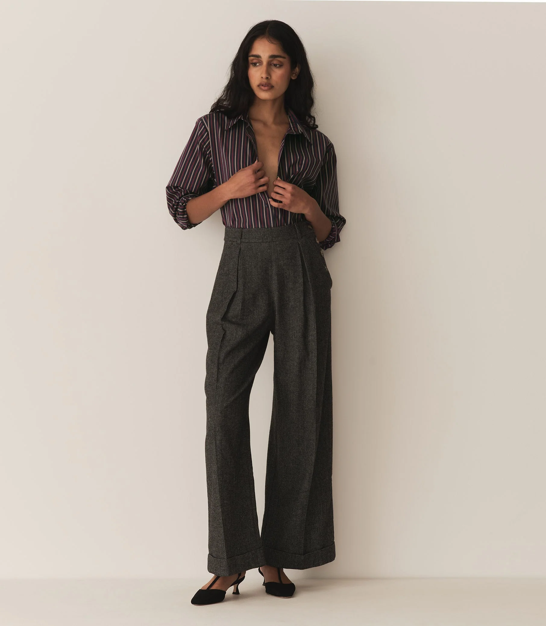 DÔEN - LAWRENCE PANT -- BLACK HERRINGBONE