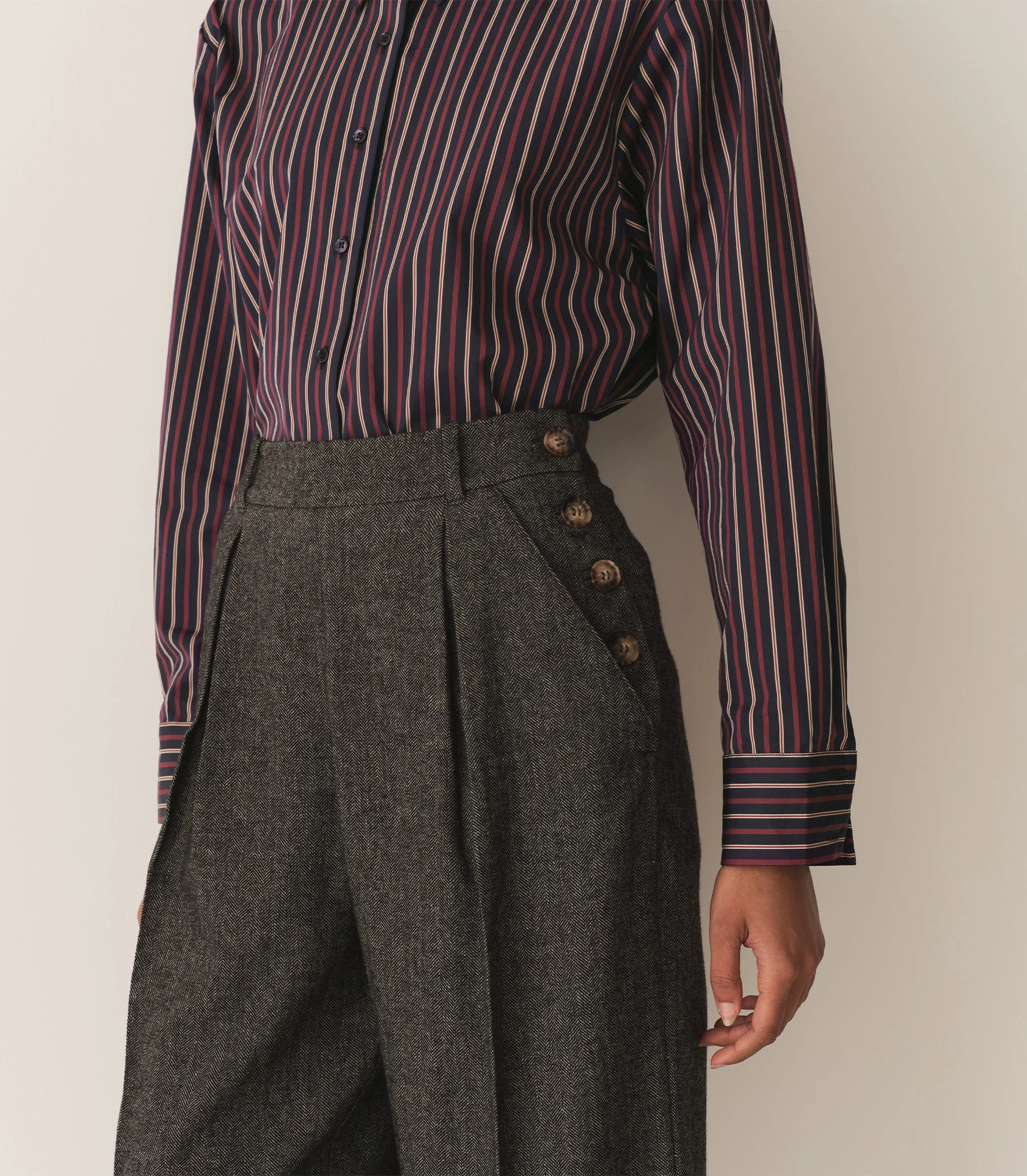 DÔEN - LAWRENCE PANT -- BLACK HERRINGBONE - Image 2