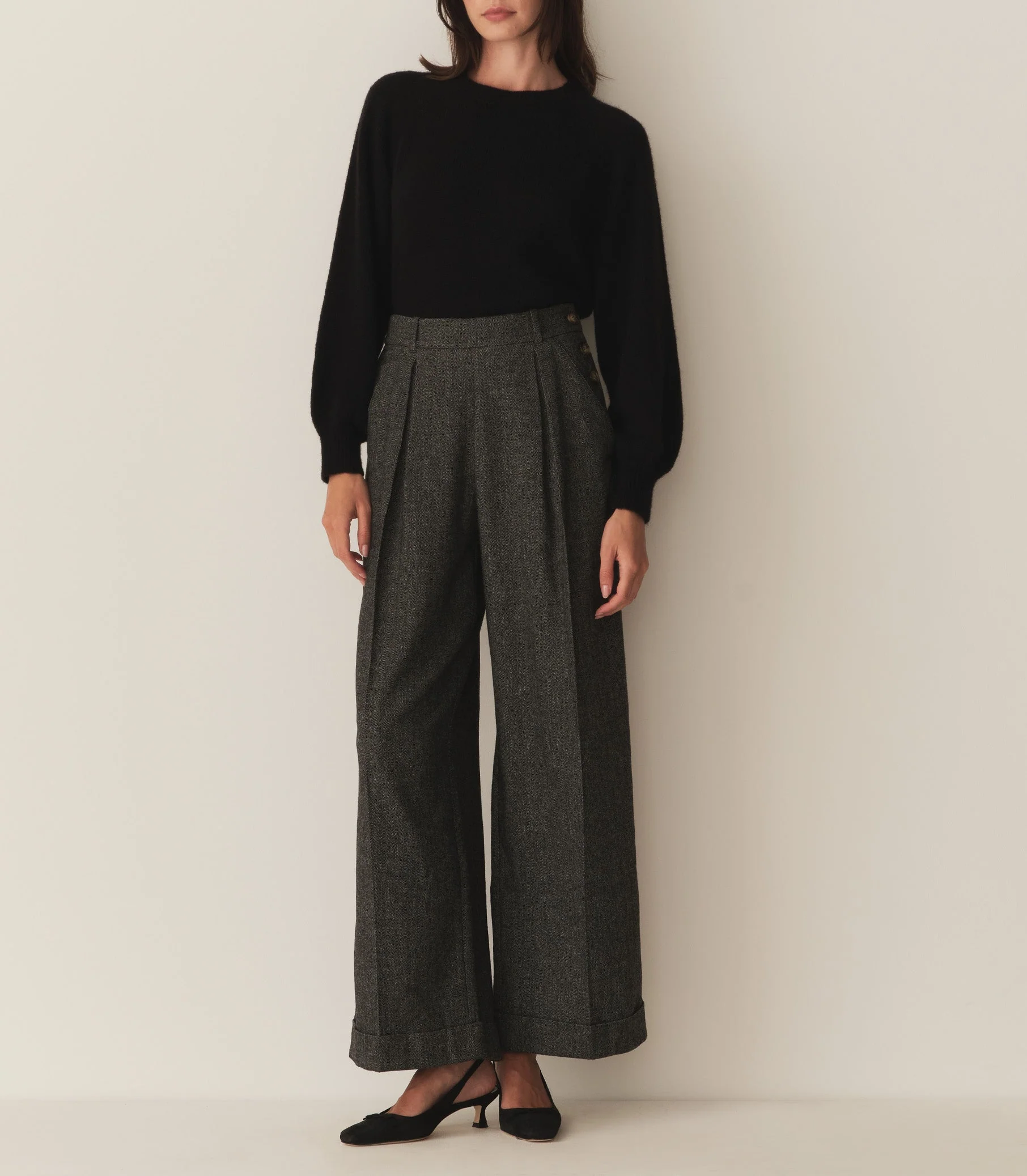 DÔEN - LAWRENCE PANT -- BLACK HERRINGBONE - Image 3