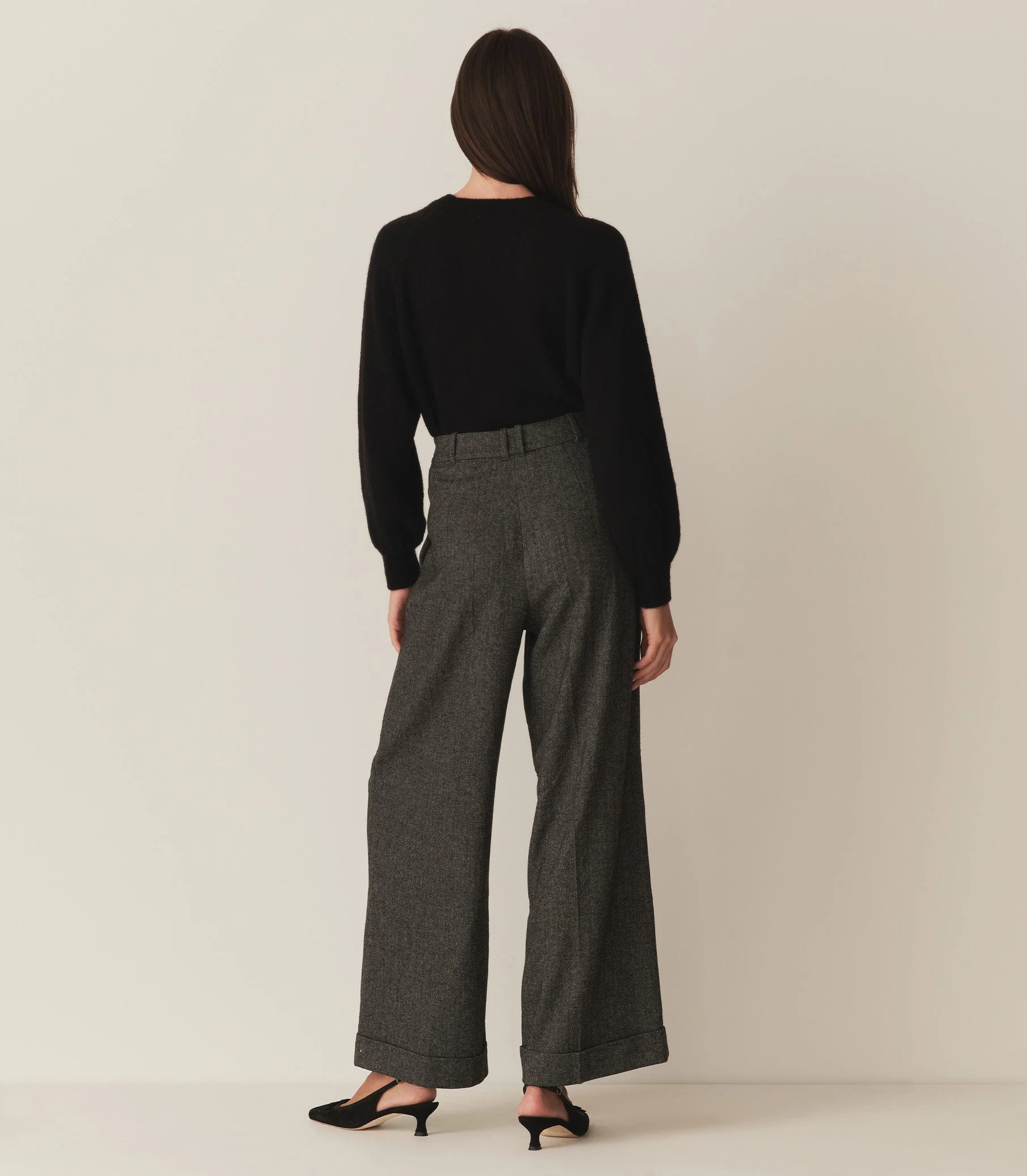 DÔEN - LAWRENCE PANT -- BLACK HERRINGBONE - Image 4