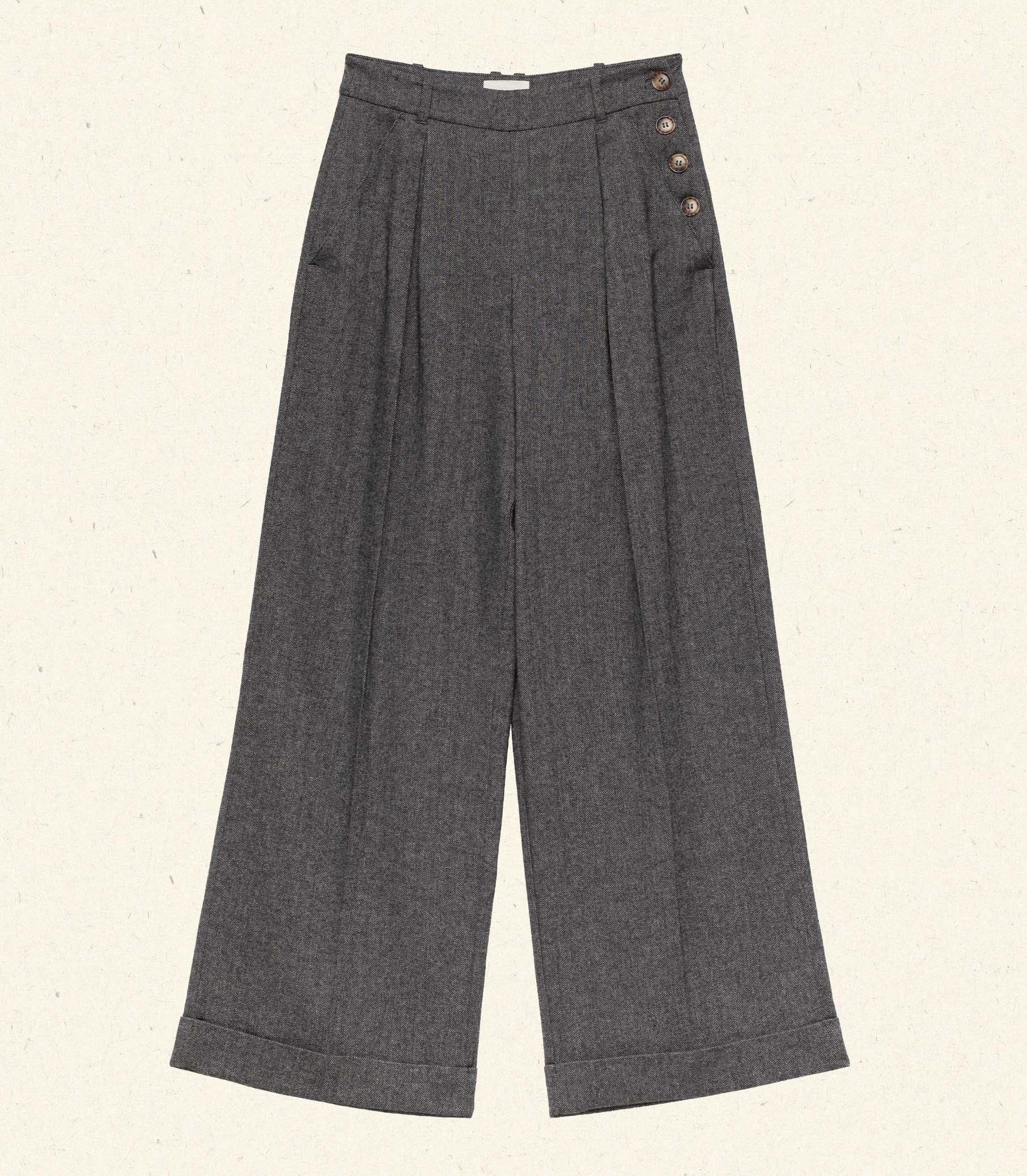 DÔEN - LAWRENCE PANT -- BLACK HERRINGBONE - Image 5