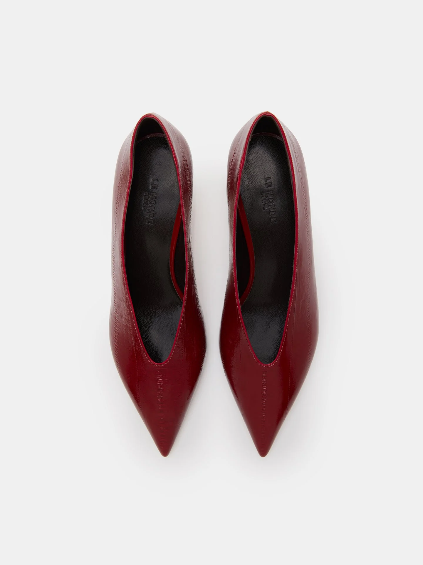 Le Monde Beryl - Babouche Kitten/ Oxblood Leather Eel Effect - Image 3
