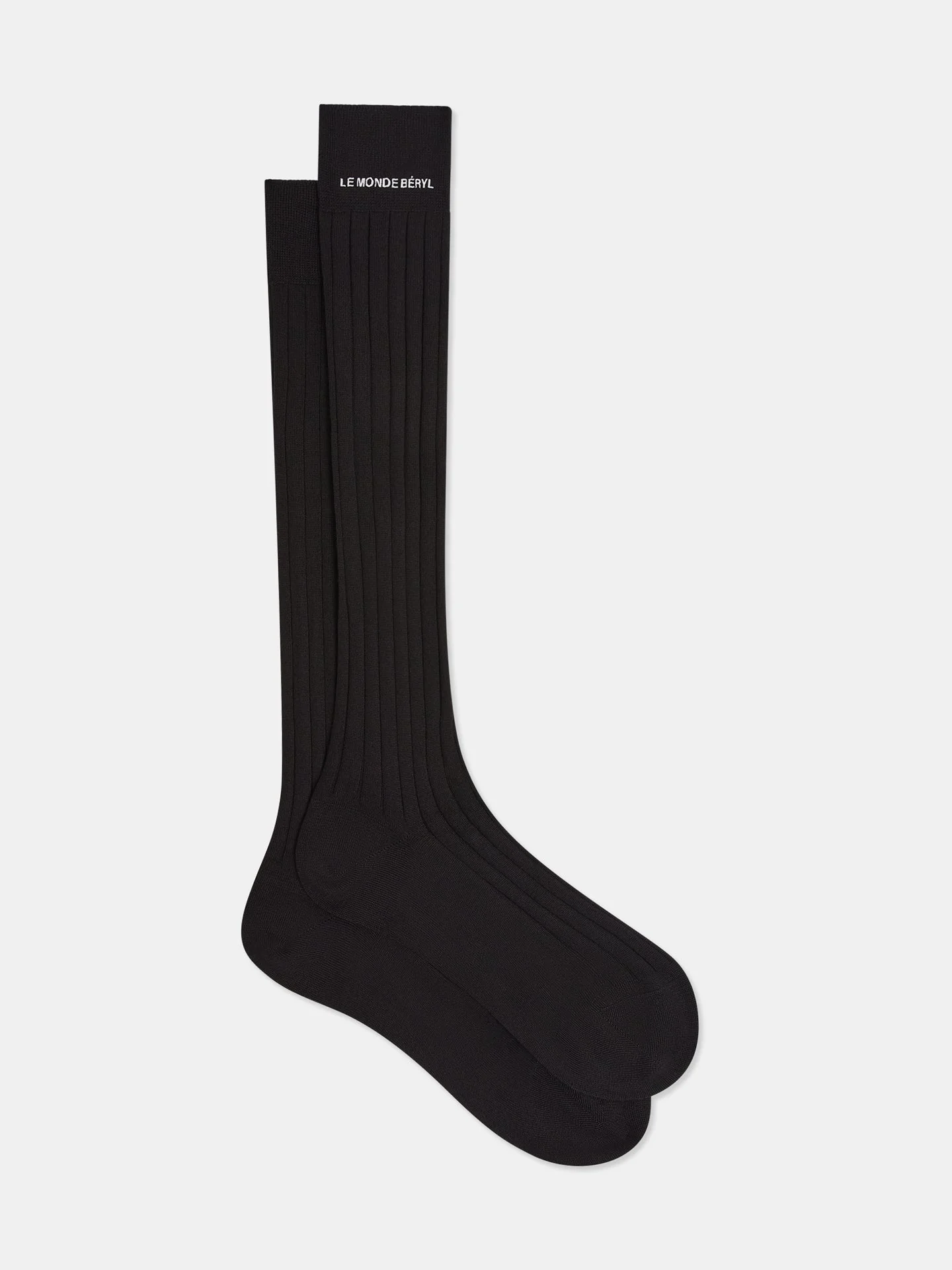 Le Monde Beryl - Bio College Writings Socks / Black Organic Cotton
