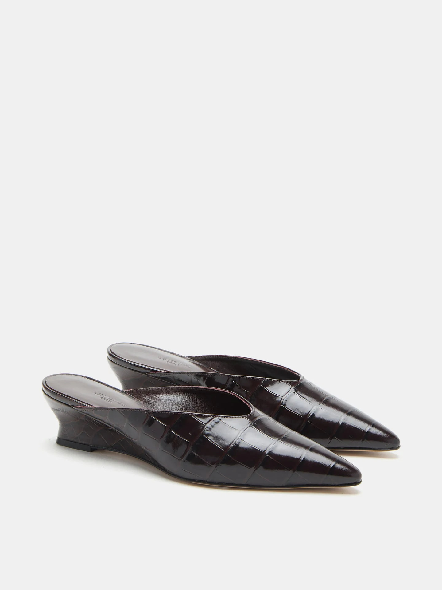 Le Monde Beryl - Victoria Micro Wedge Mule / Coco Brown Croc Effect Leather - Image 2
