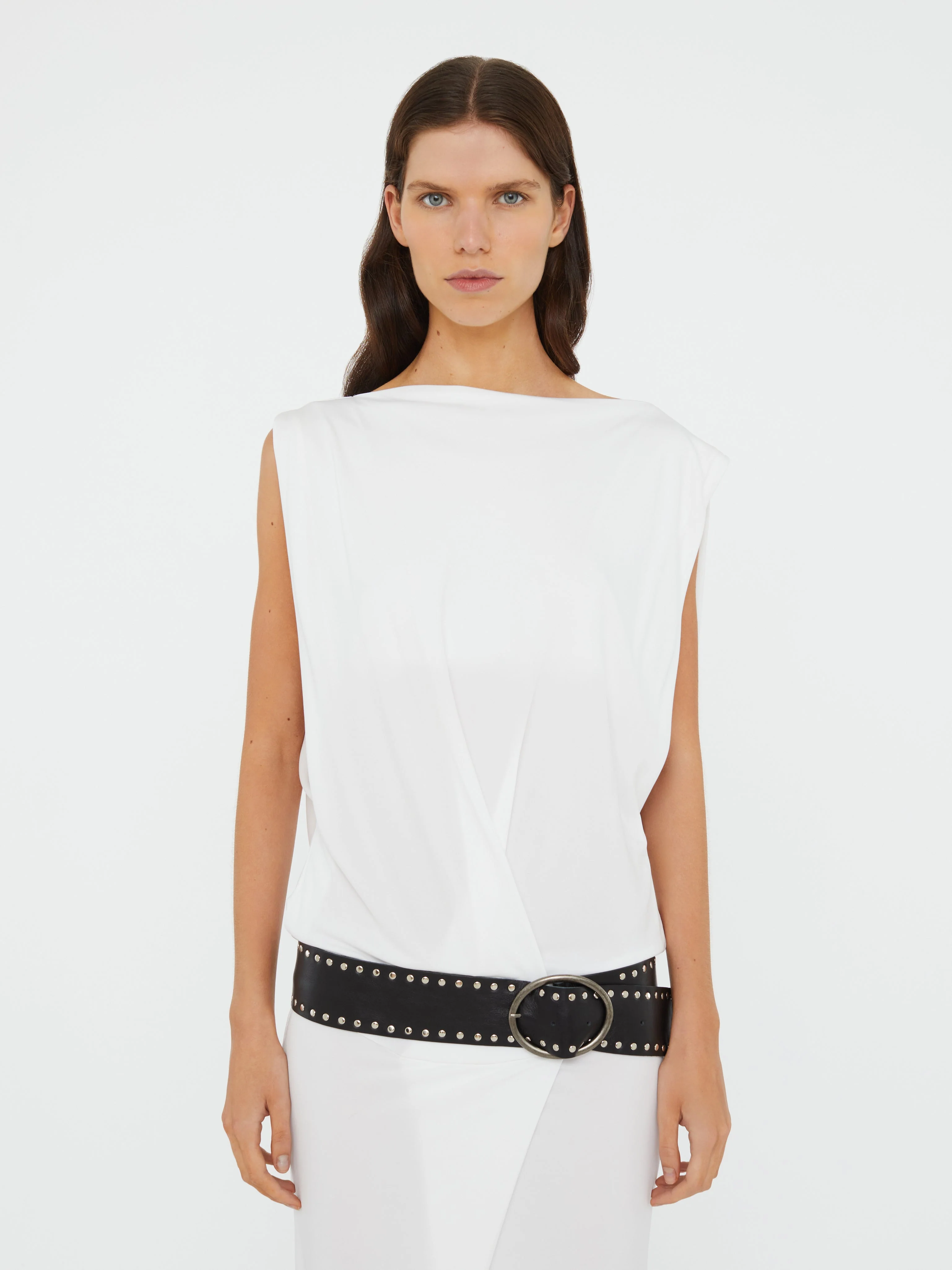 Christopher Esber - Leather Belted Drop Jersey Dress - Image 3