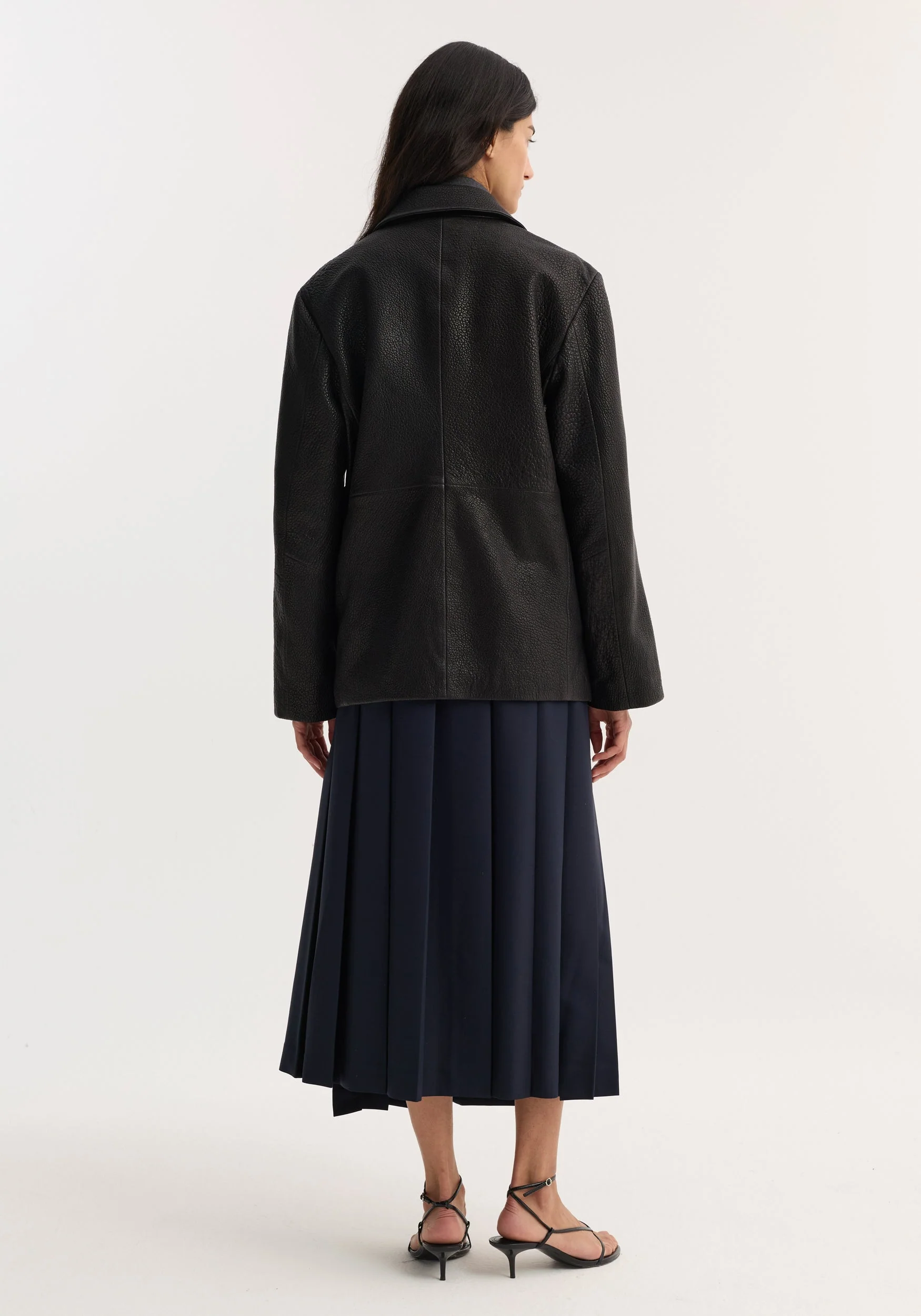 ROHE - Leather jacket with small lapel | black - Image 4