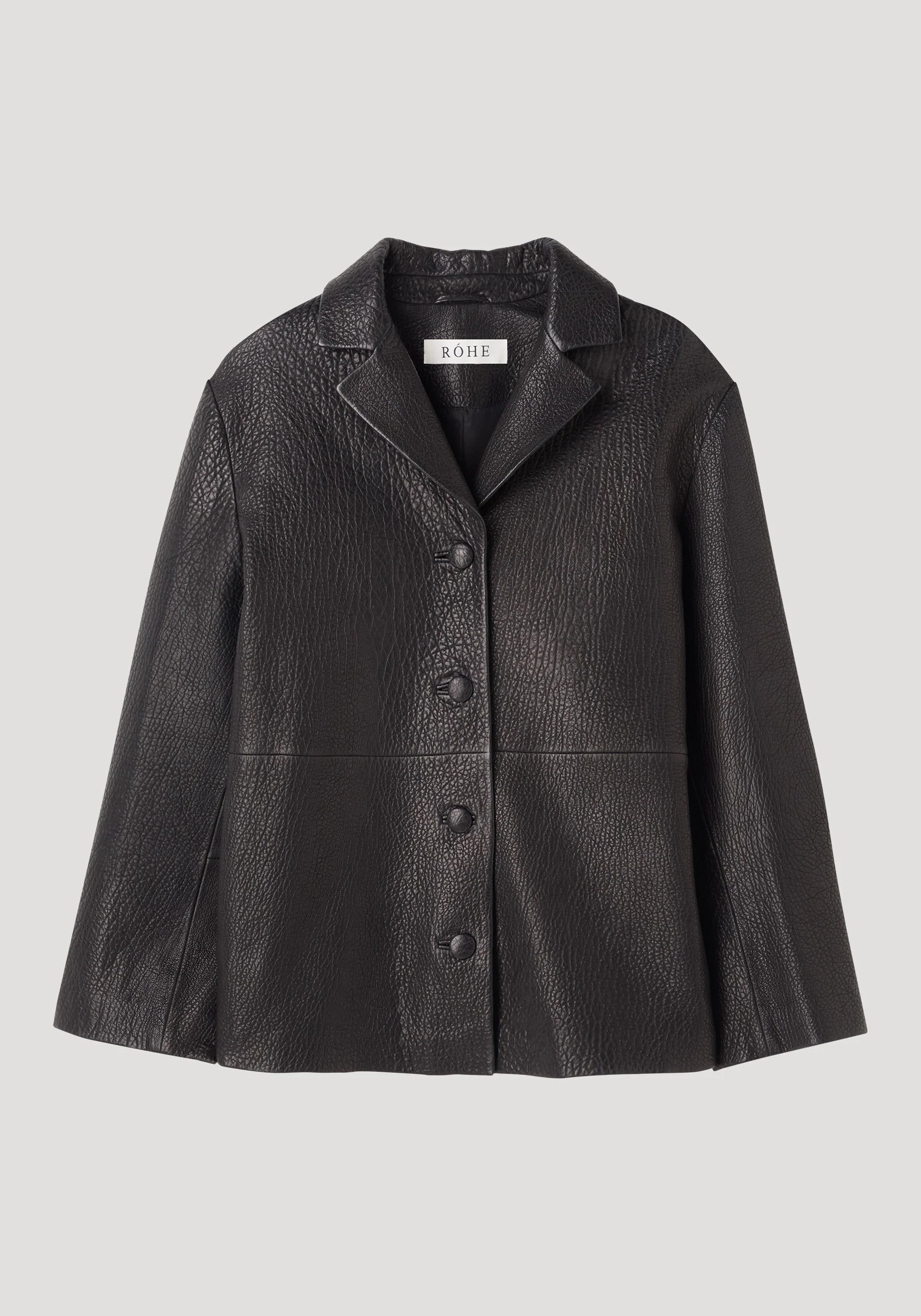 ROHE - Leather jacket with small lapel | black - Image 6