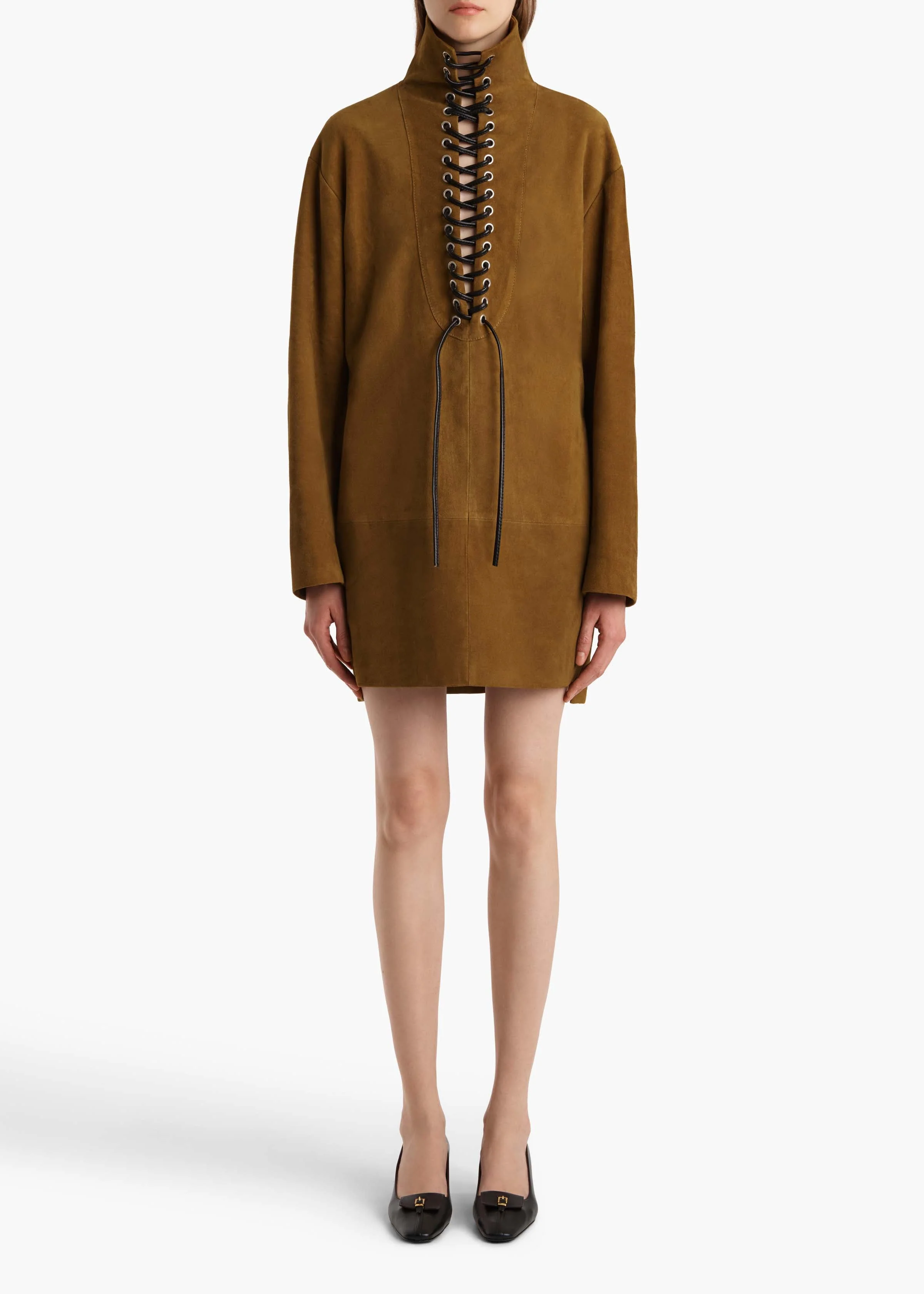 Khaite - Lee Dress in Toffee Suede - Image 3