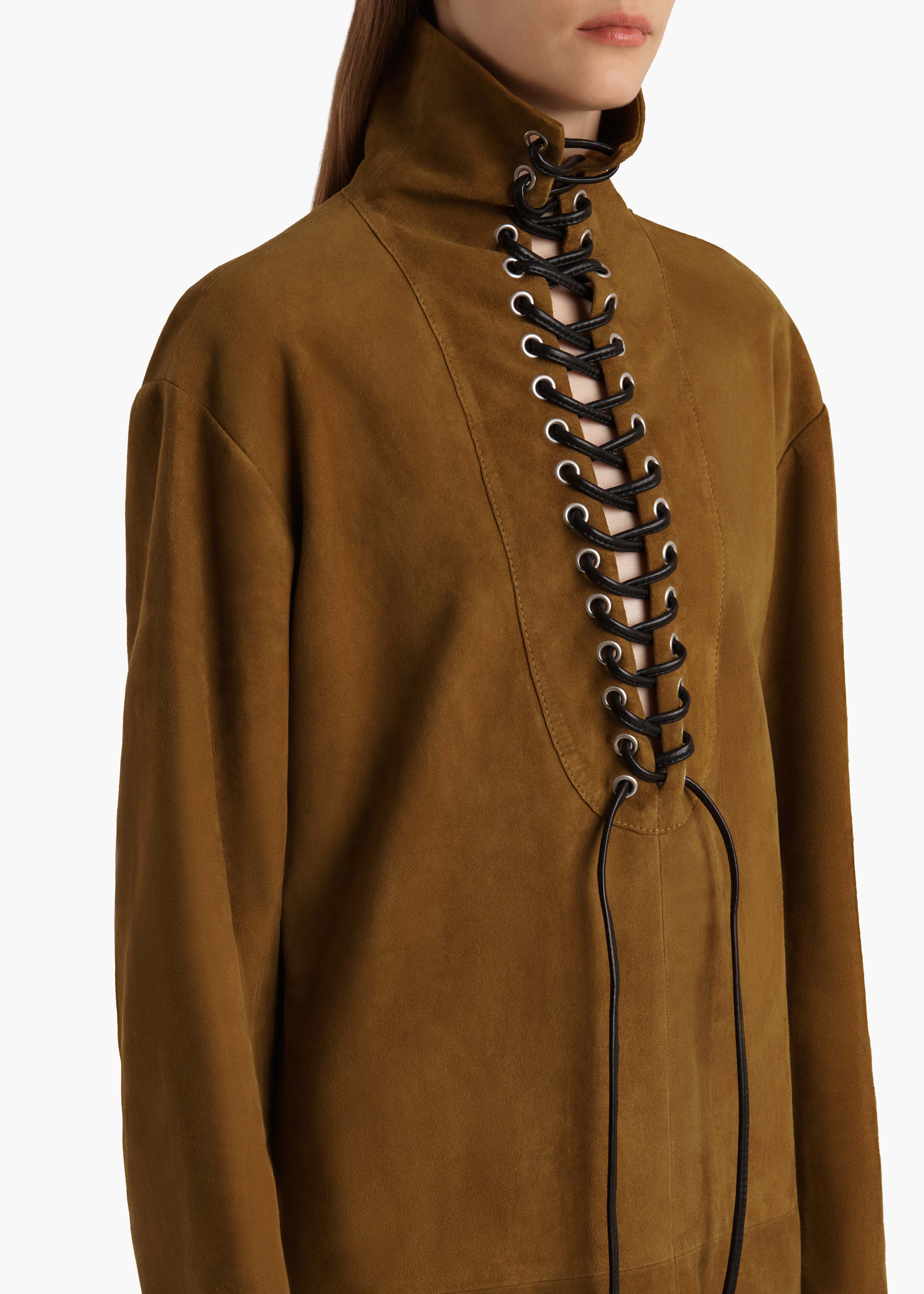 Khaite - Lee Dress in Toffee Suede - Image 6