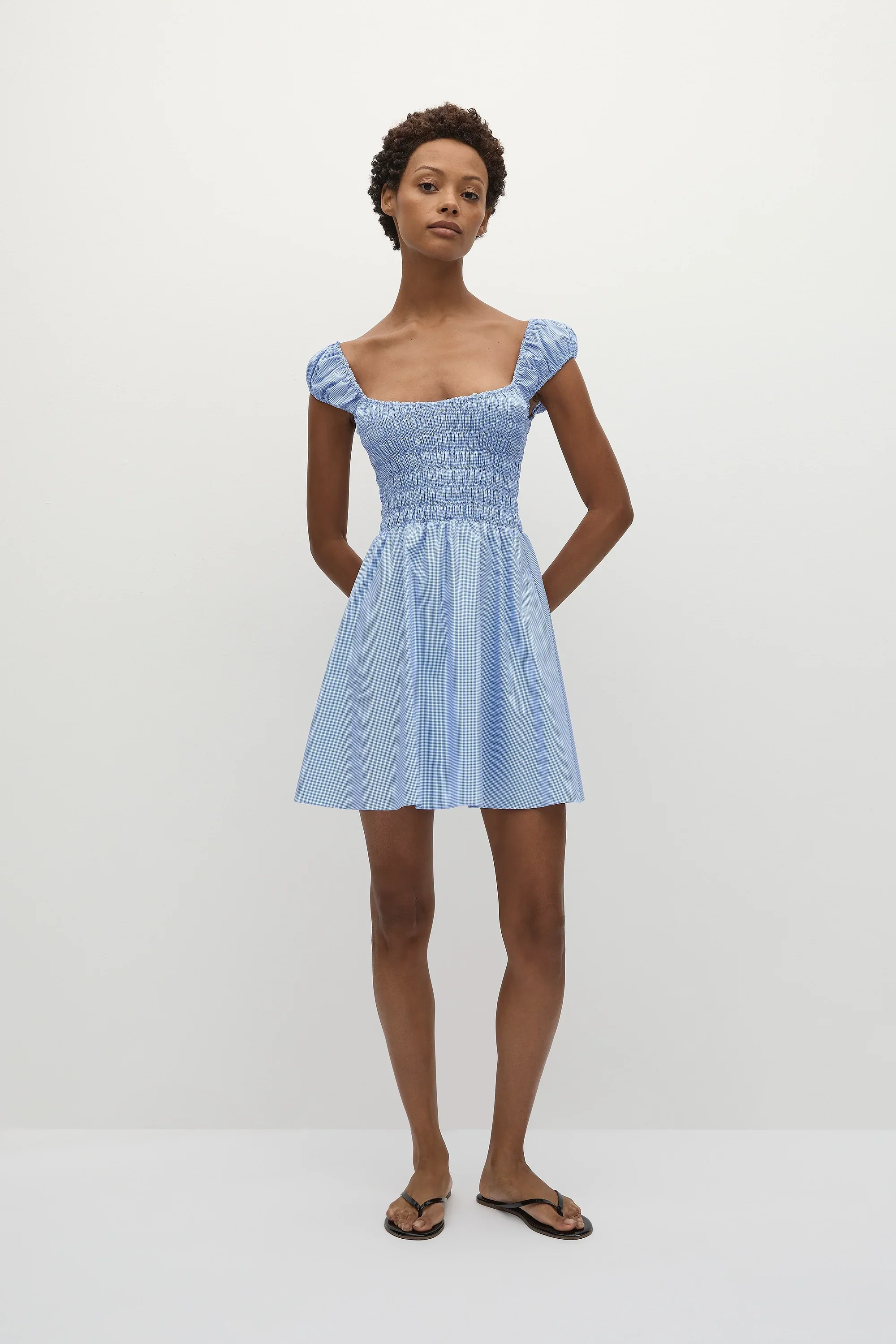 Faithfull - Lene Mini Dress Micro Gingham Soft Blue - Final Sale - Image 2