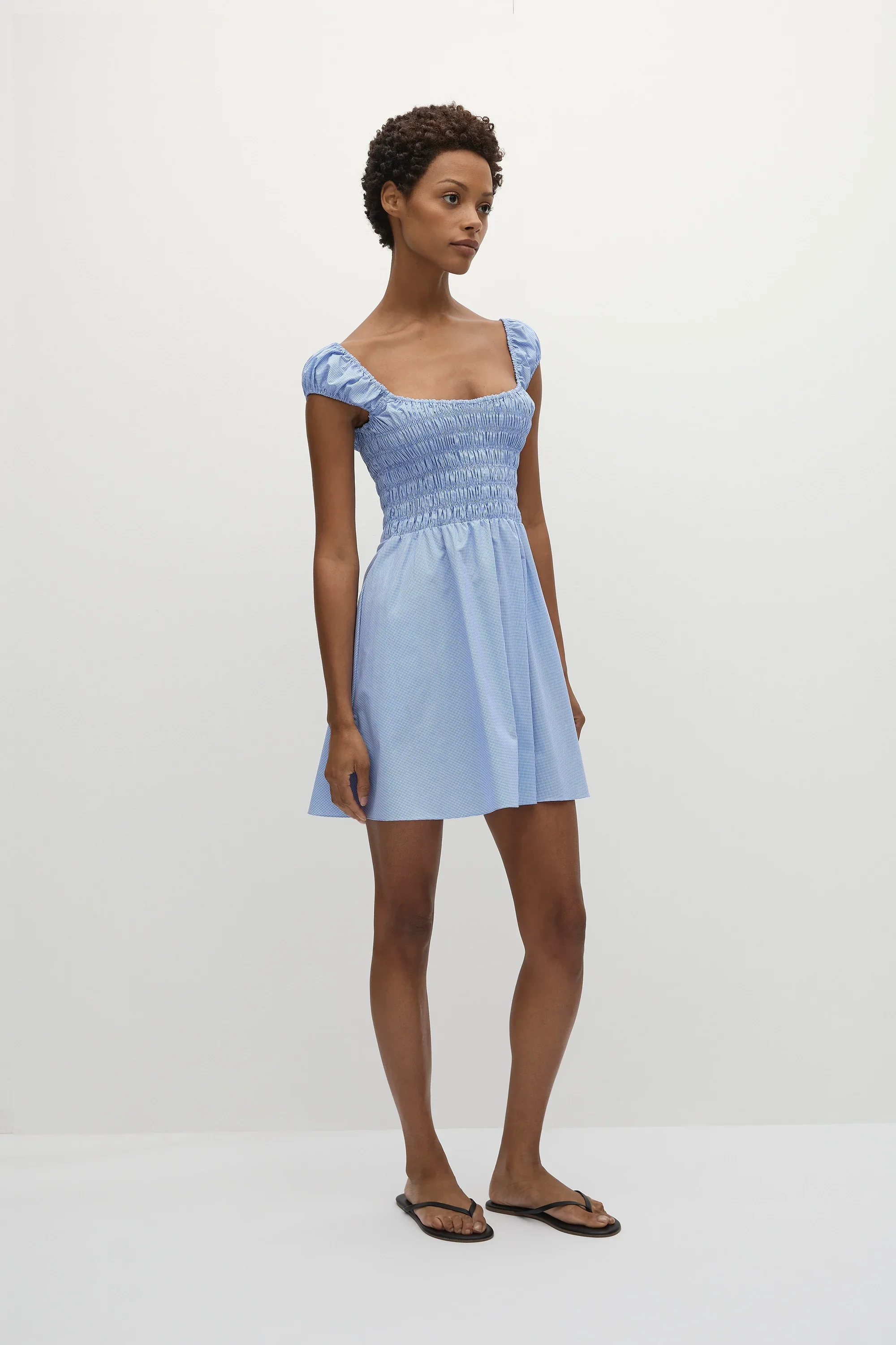 Faithfull - Lene Mini Dress Micro Gingham Soft Blue - Final Sale - Image 4