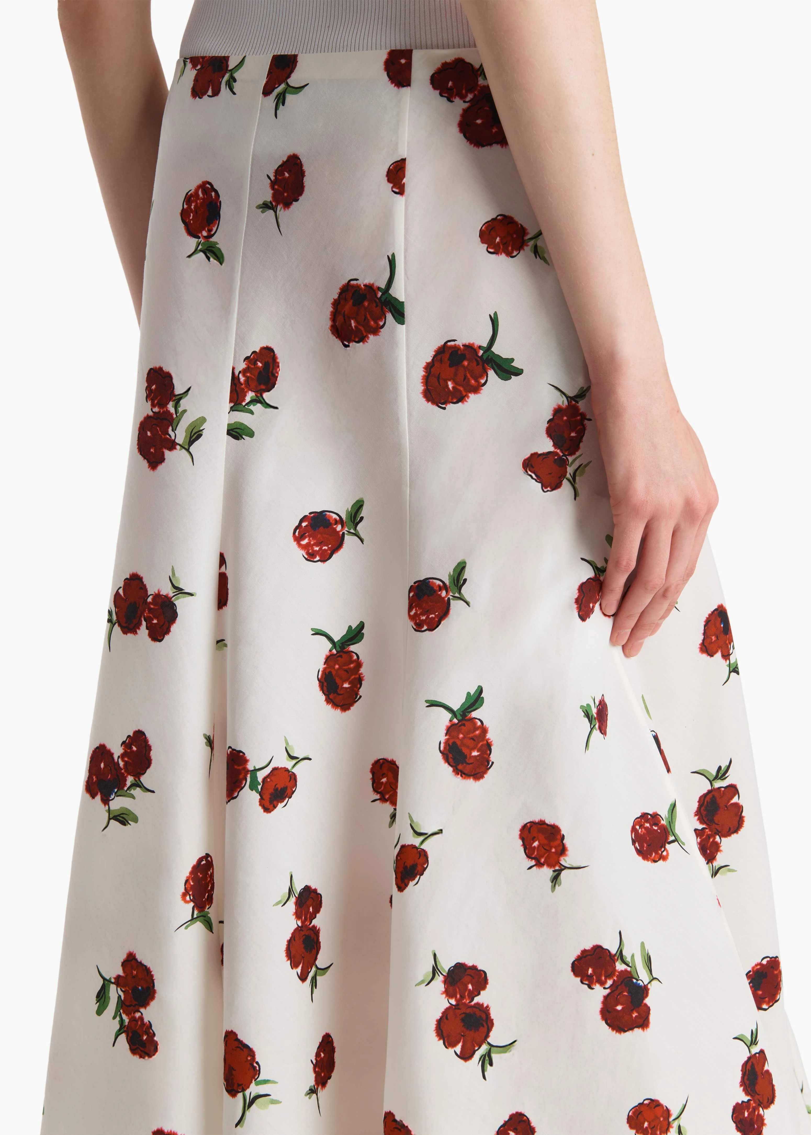 Khaite - Lenno Skirt in Cream with Raspberry Print - Image 13